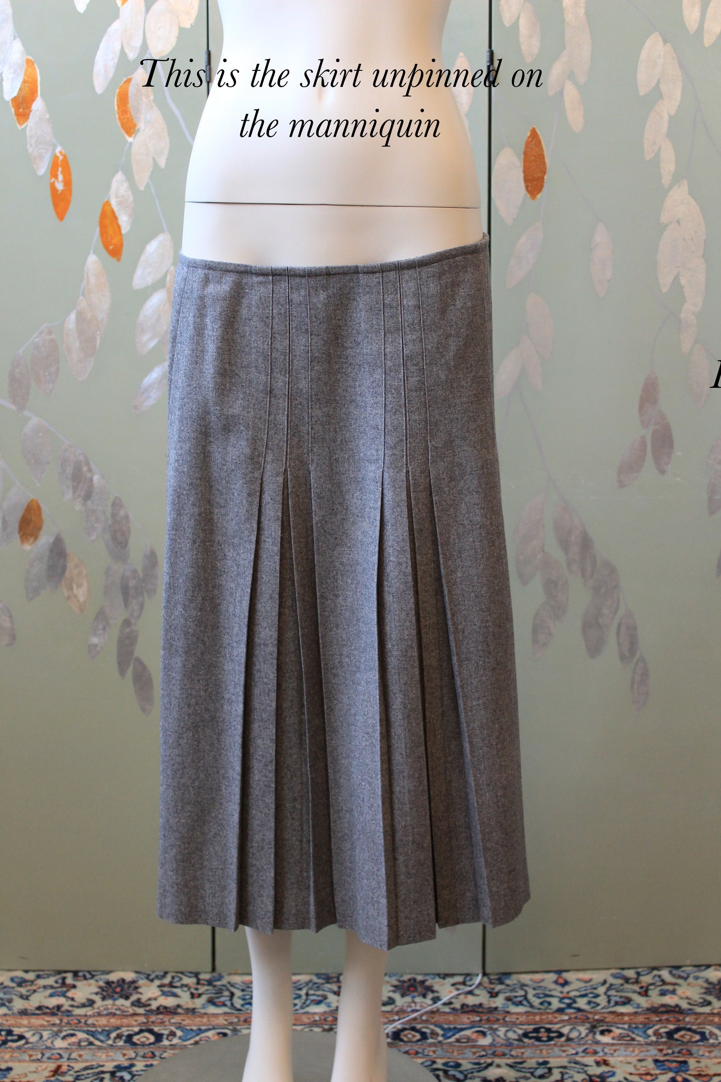 1970s Pierre Cardin Pleated Medium Grey Skirt, Large
