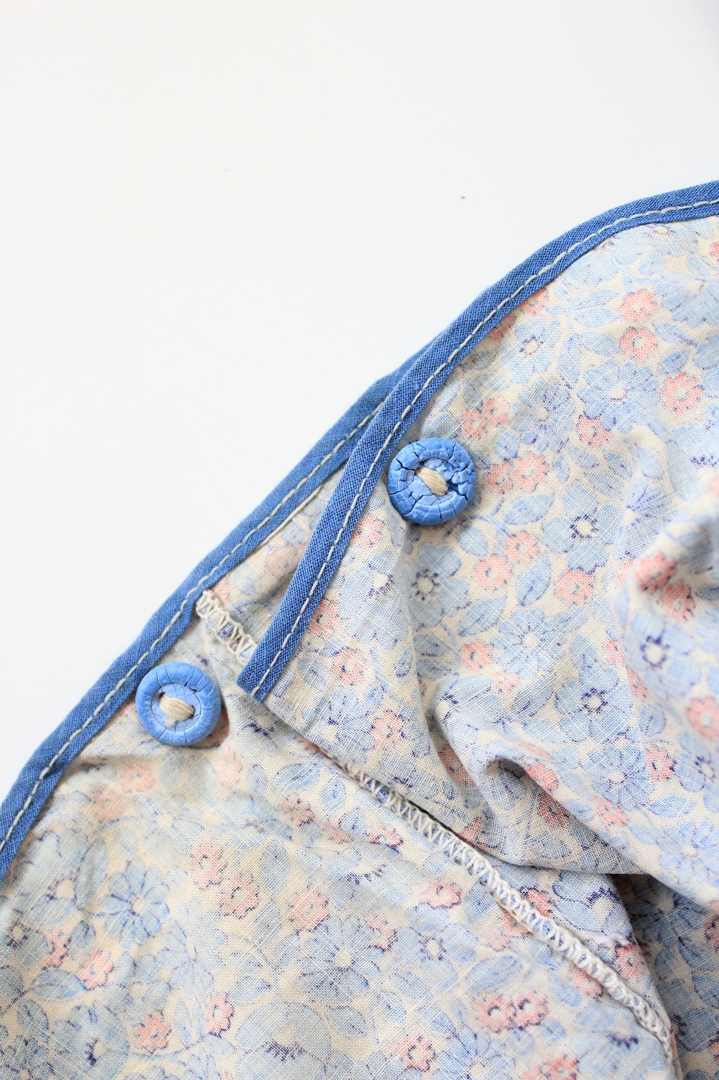 1940s/1950s Light Blue And Red Floral Print Cotton Duvet Cover, 76.5" x 67"