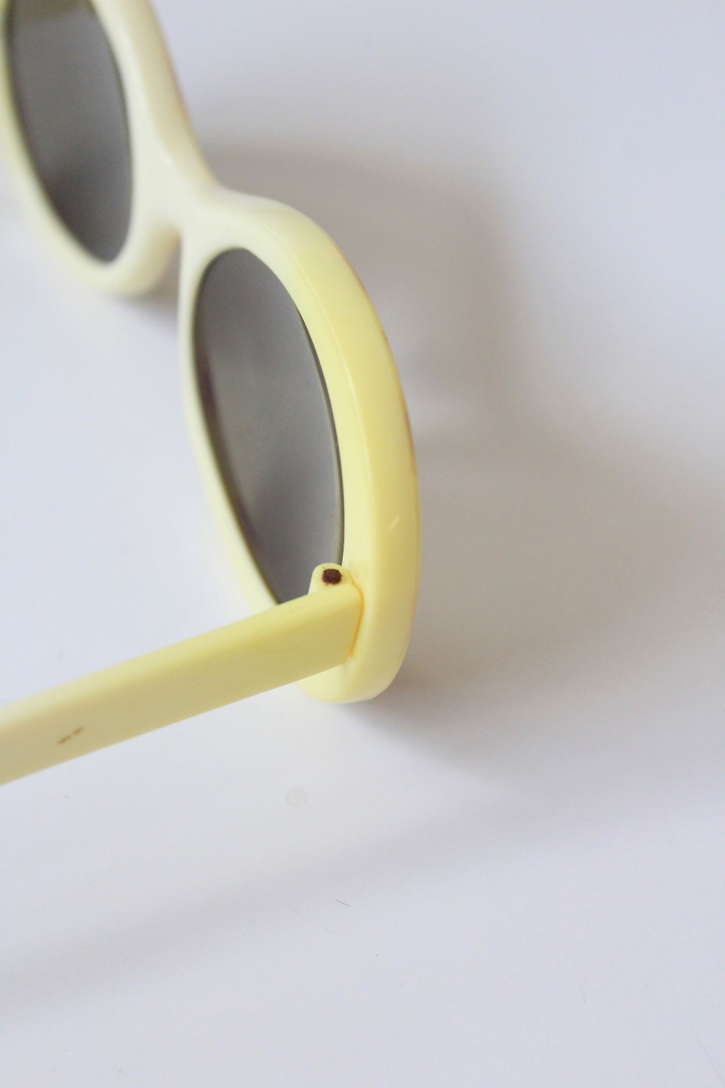 1960s Yellow And Brown Striped Round Sunglasses