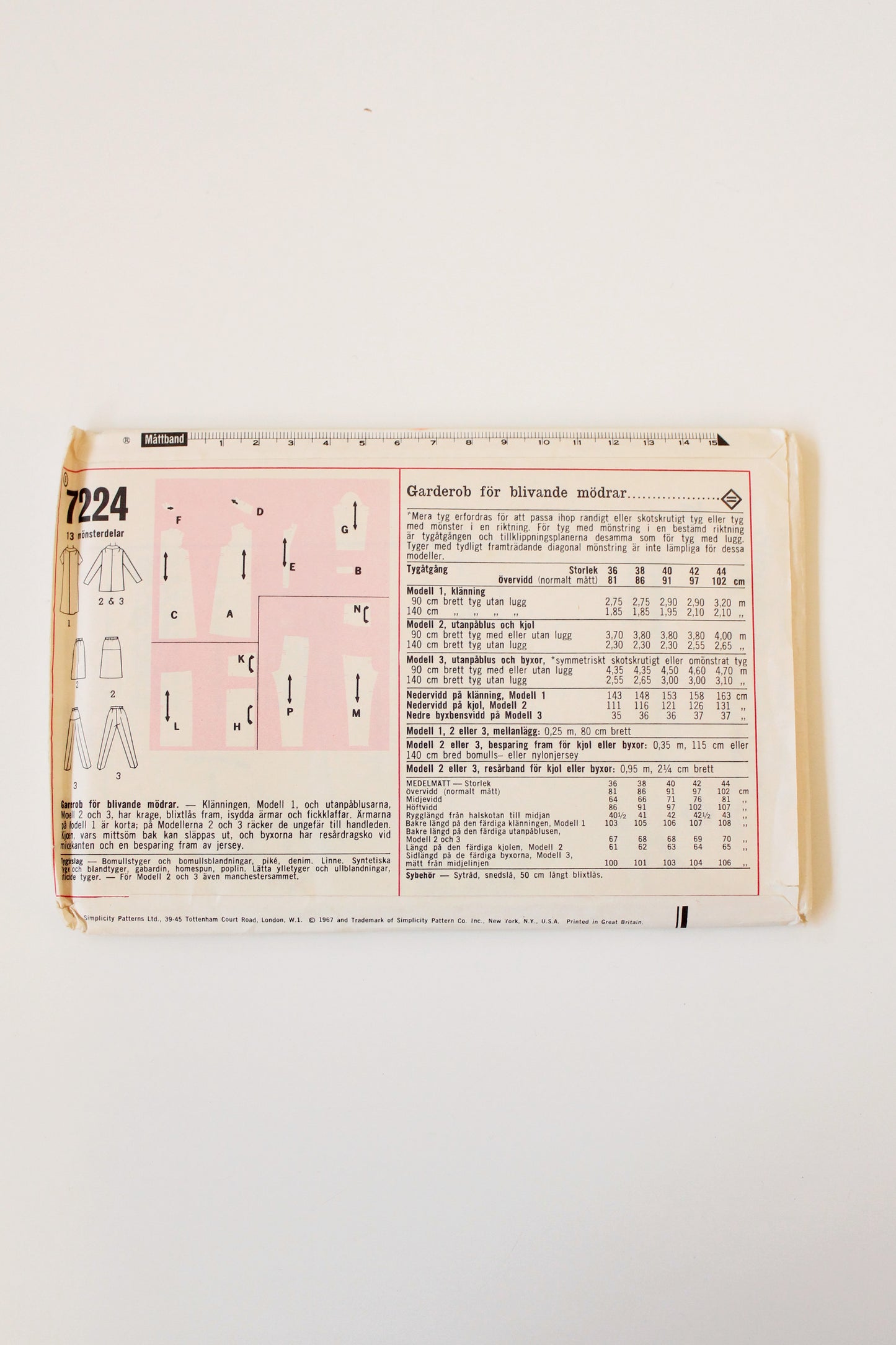 1960s Dress/Jacket/Pants Multiple Set Simplicity 7724 Sewing Pattern, Uncut, Size 38, In German