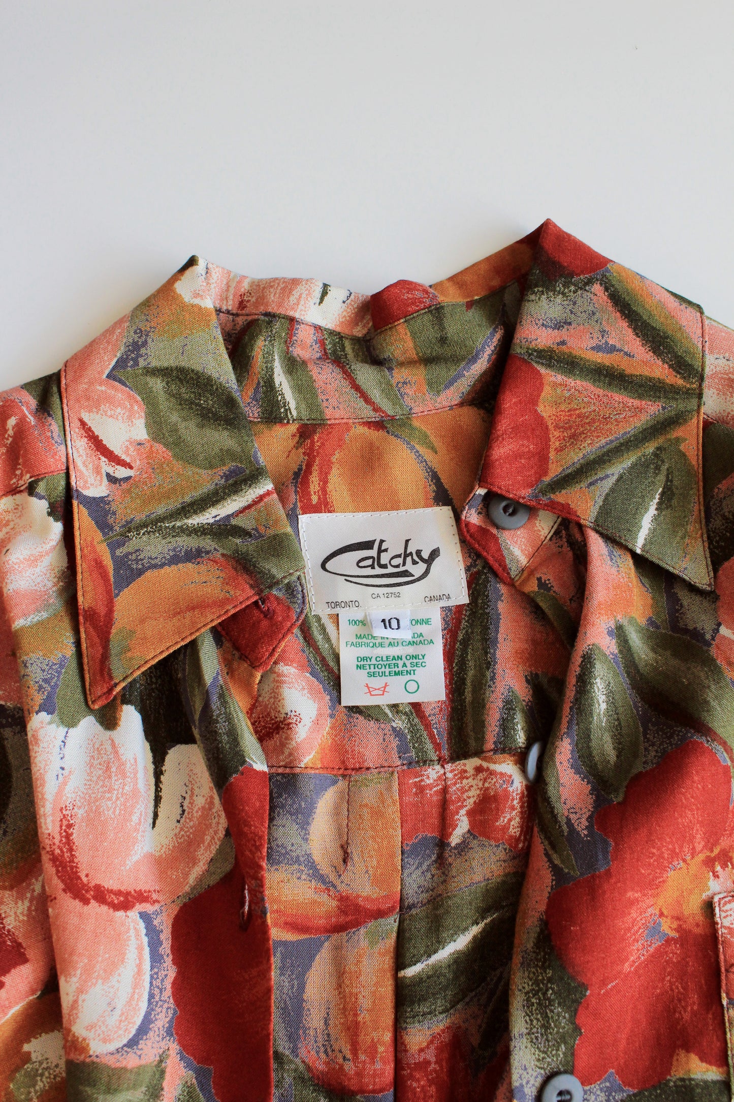 1980s Soft Rayon Floral Long Sleeve Blouse, XL