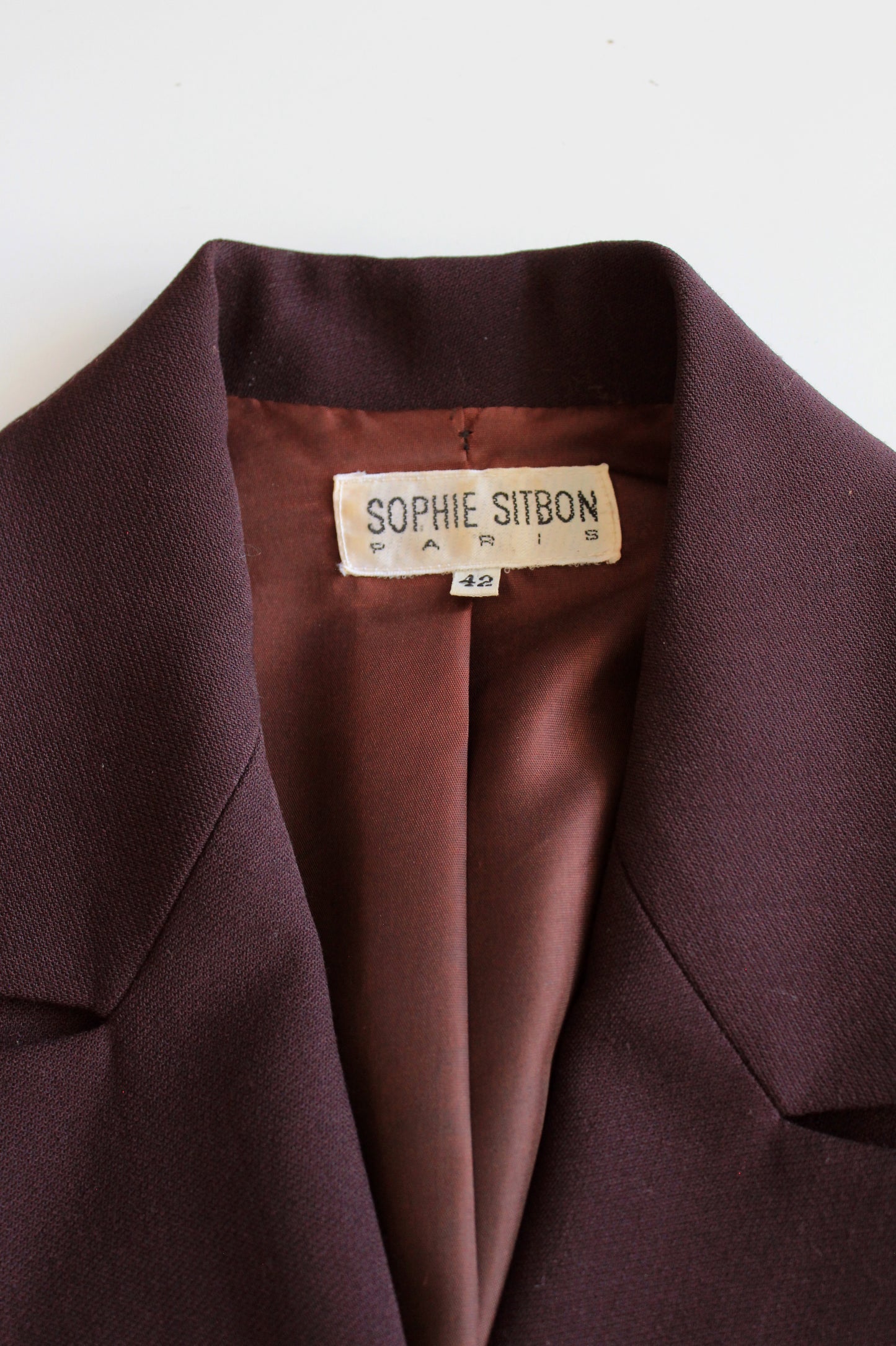 1980s/1990s Plum Sophie Sitbon Paris Pant Suit With Loop Trim Detail, Medium
