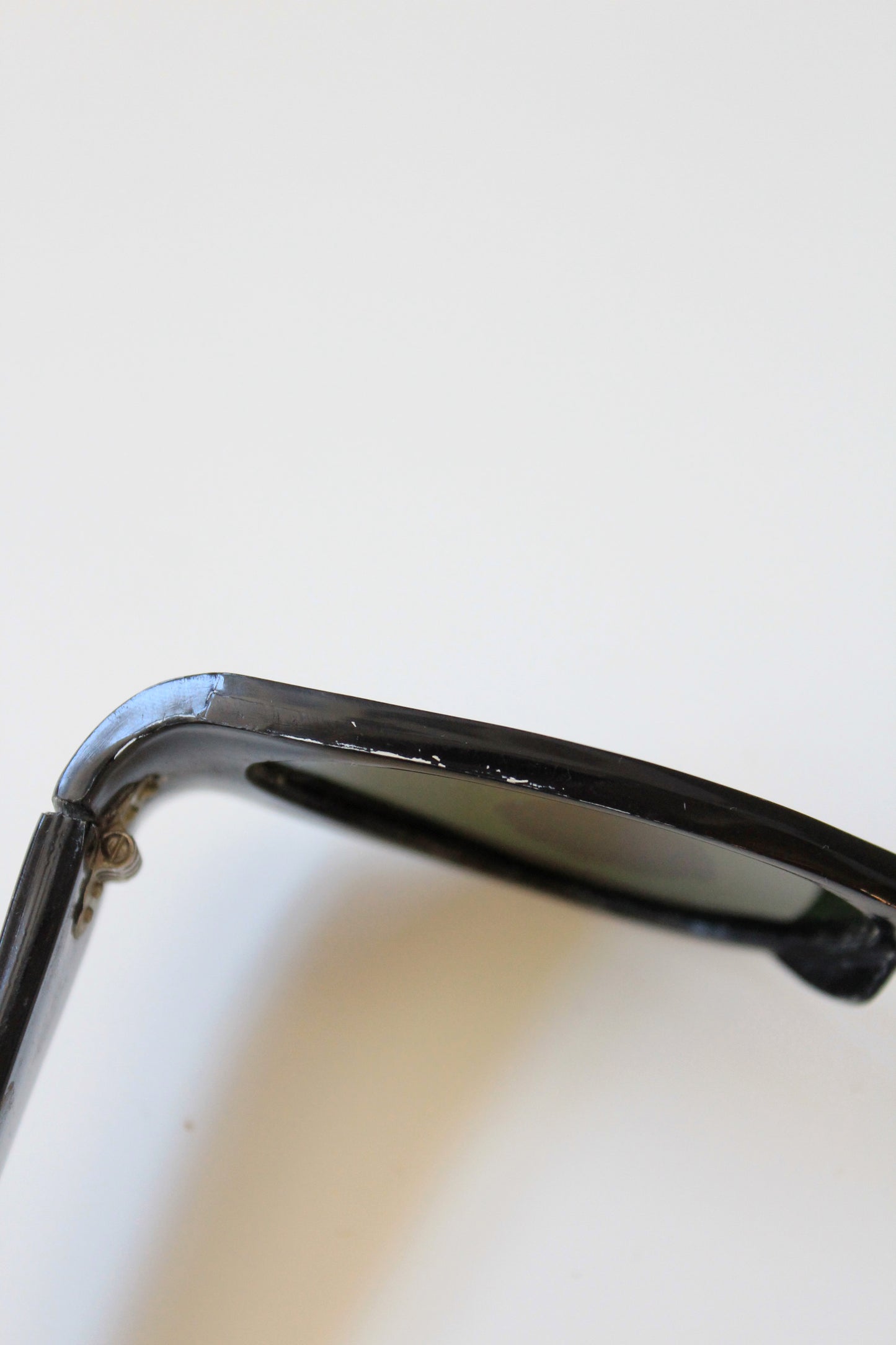 1950s Black Plastic Sunglasses With Green Lenses, Unused