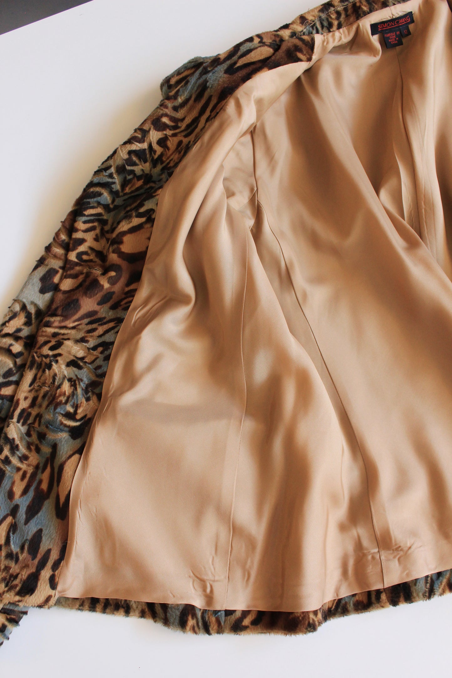 Early 2000s Tiger Print Coat In Tan And Grey, Medium