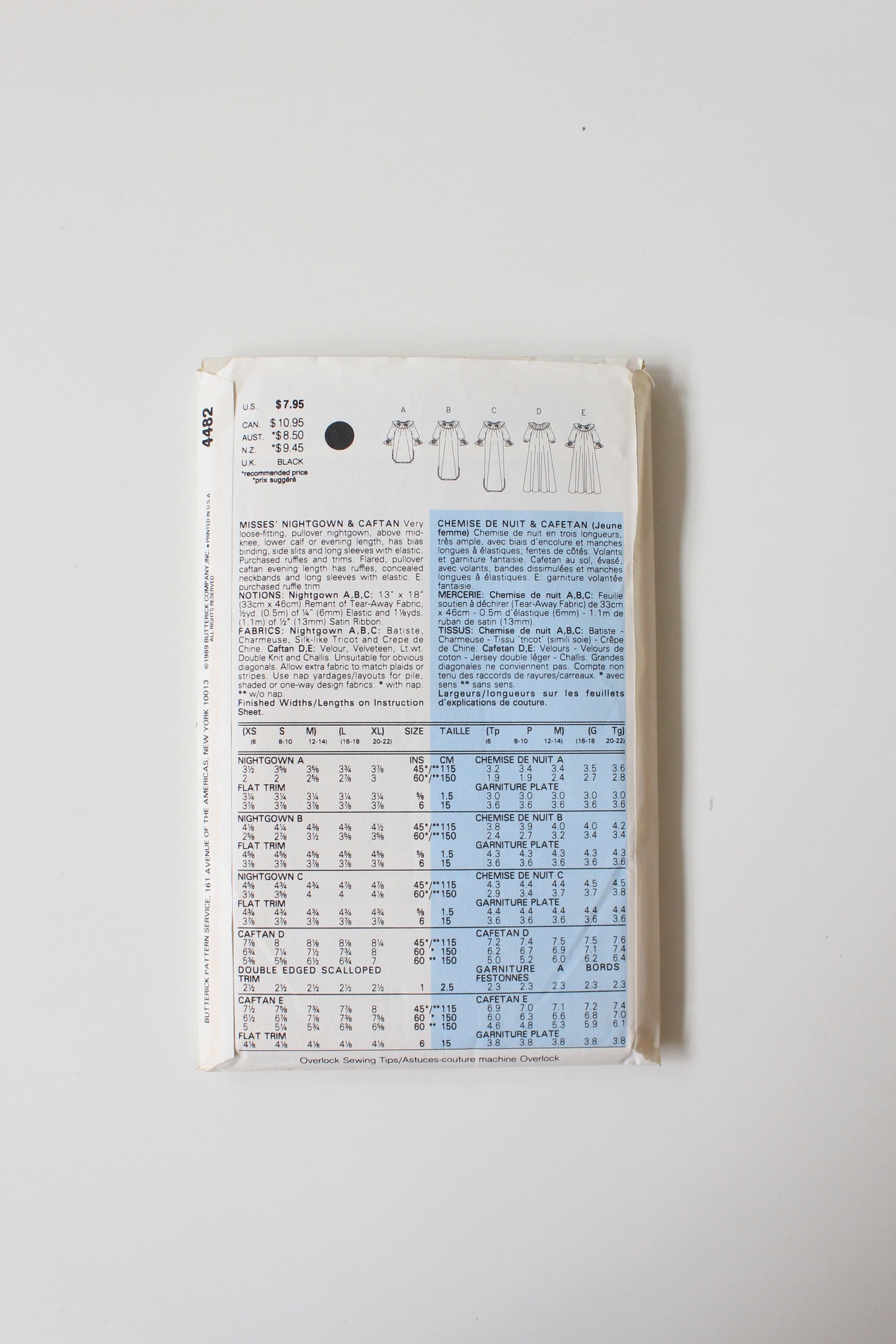 1980s Ruffle Night Gown Butterick 4489 Easy Sewing Pattern, Uncut Size XS-S-M