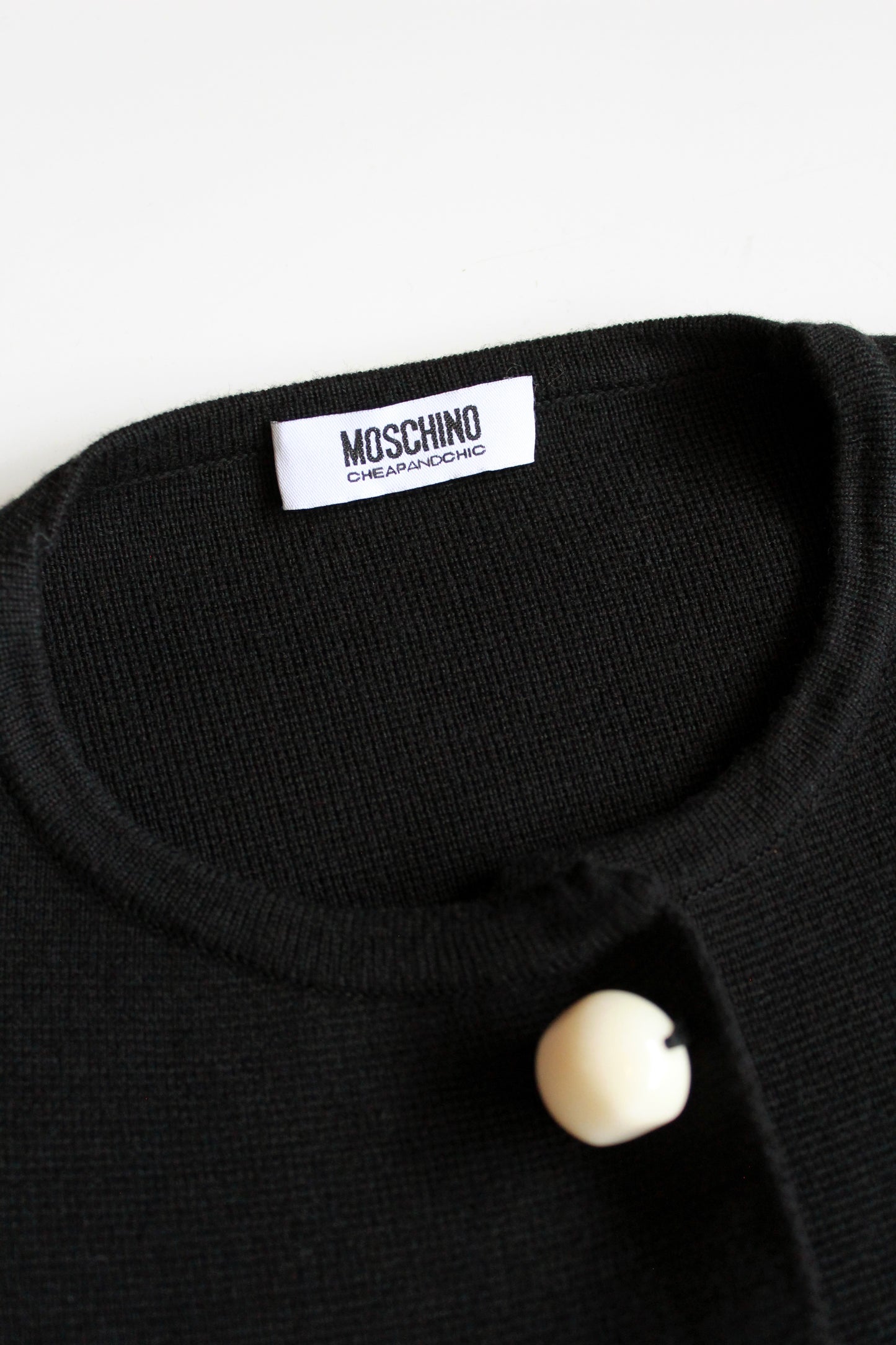 Black Moschino Cardigan With Zig Zag Hem And Oversized Buttons, large
