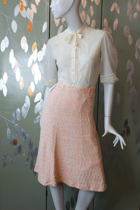 80s Deadstock Peach Knit Skirt, Small
