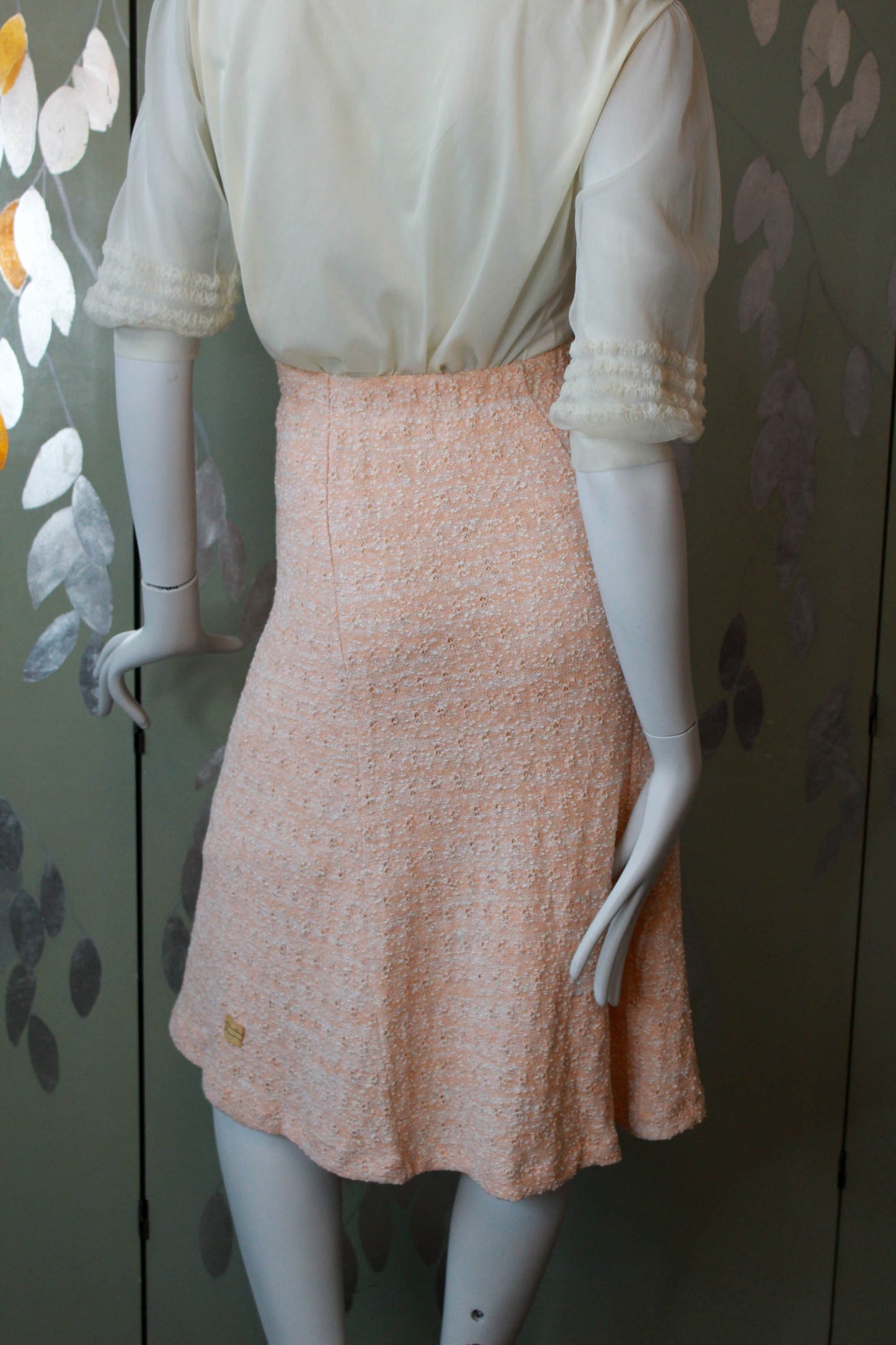 80s Deadstock Peach Knit Skirt, Small