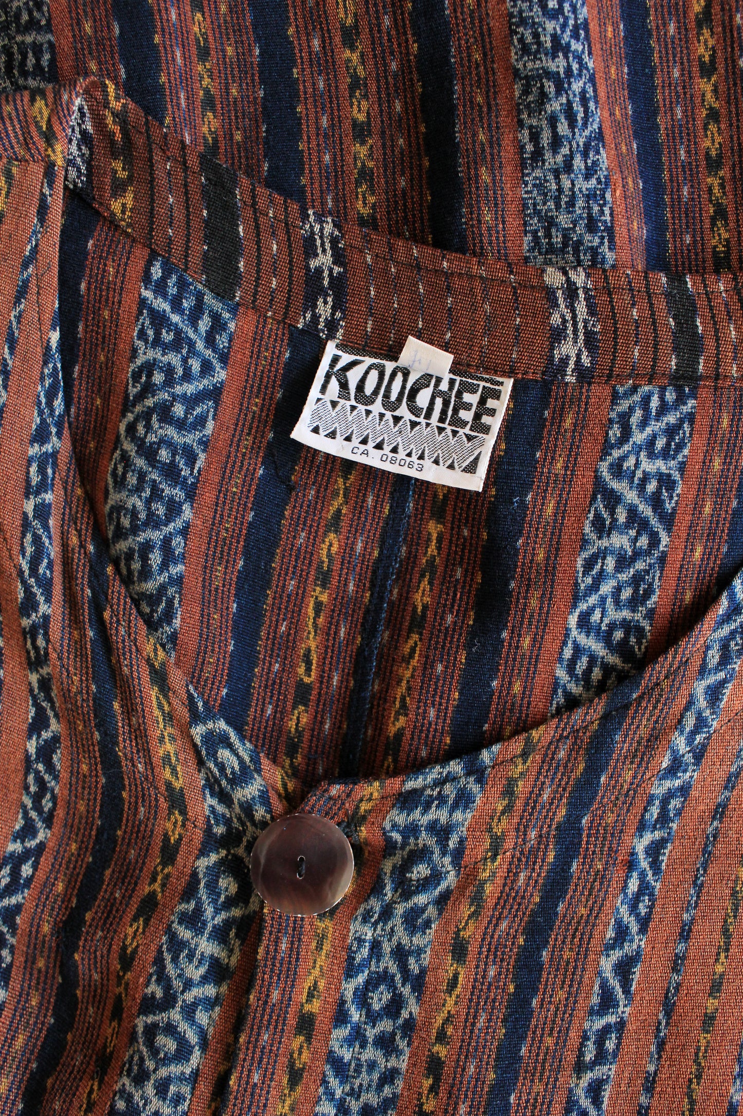 1990s Koochee Pattered Stripe Dress with Button Front, Small/Medium