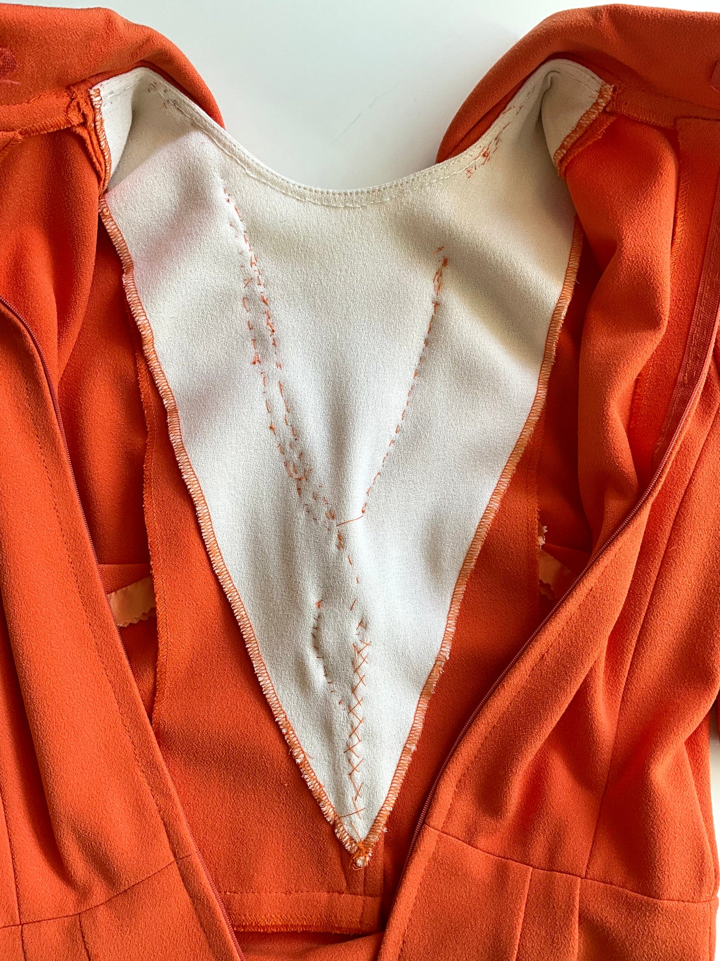 Reproduction 1970s Orange Short Sleeve Shirt Dress with Belt, Small