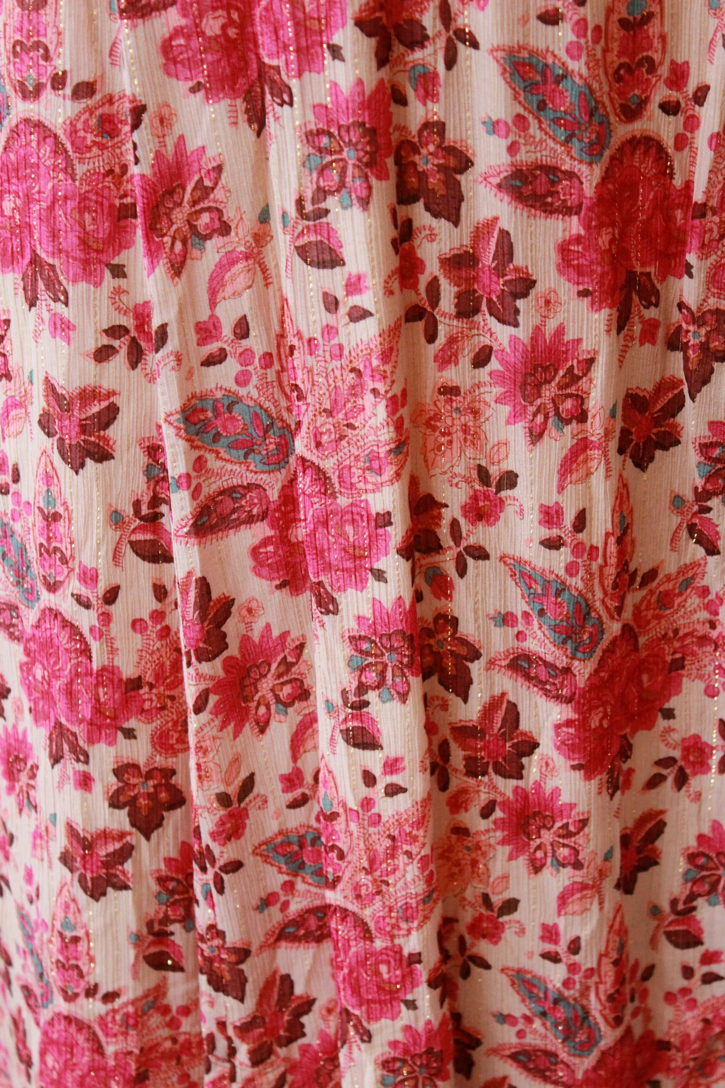 Pink Floral Sézane Wrap Dress With Gold Thread, Unworn, Medium