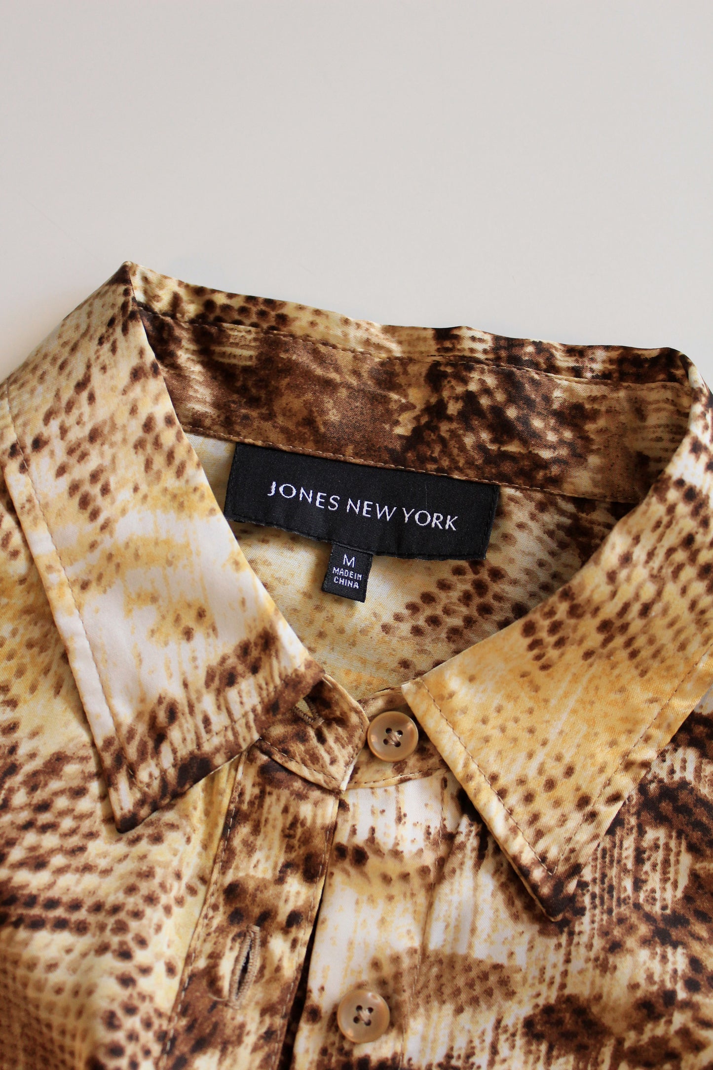 Early 2000s Jones New York Snake Print Long Sleeve Blouse, Medium