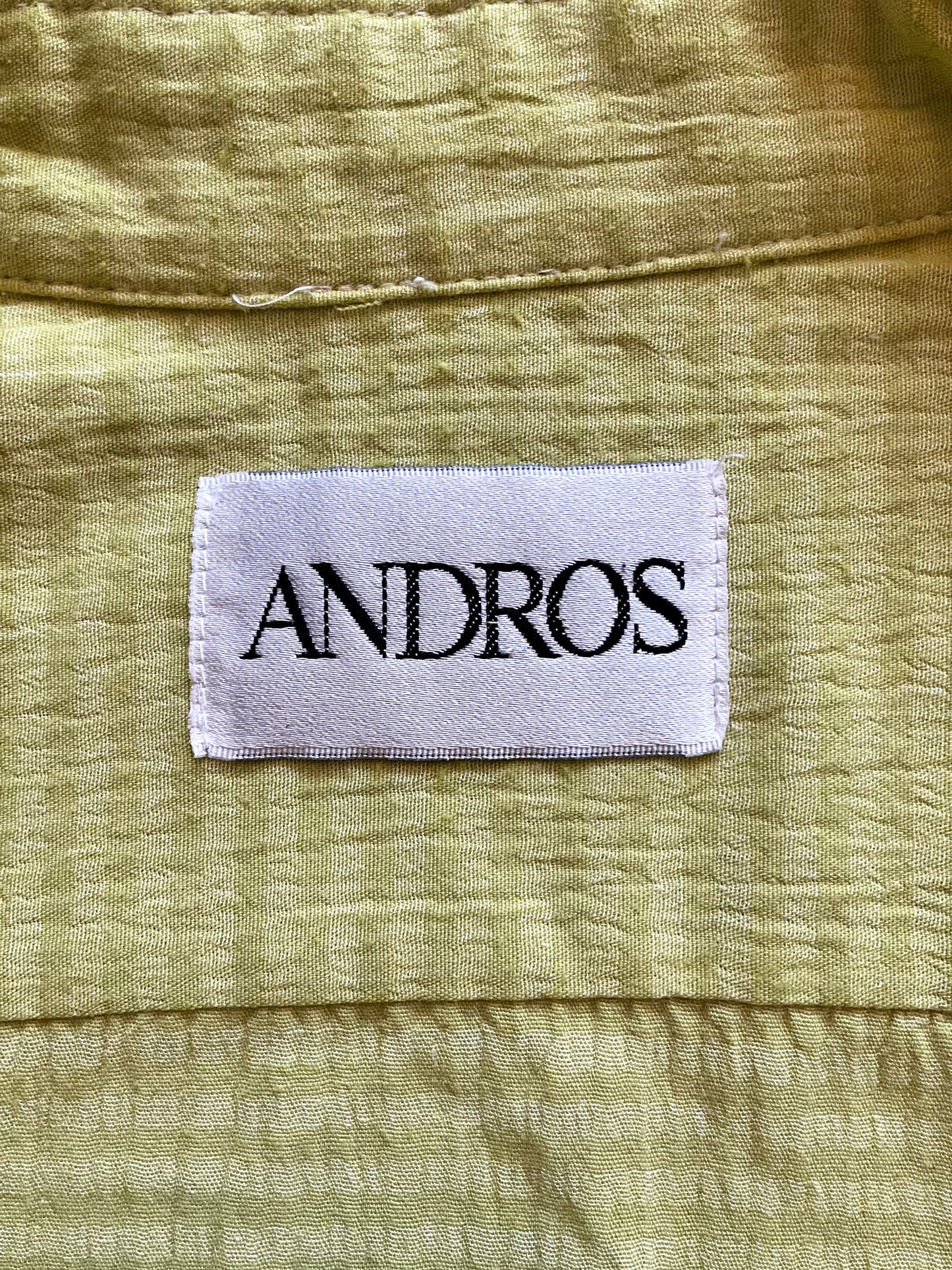 Vintage 1990s Men's Lime Green Striped Long Sleeve Button-Up Shirt, Large