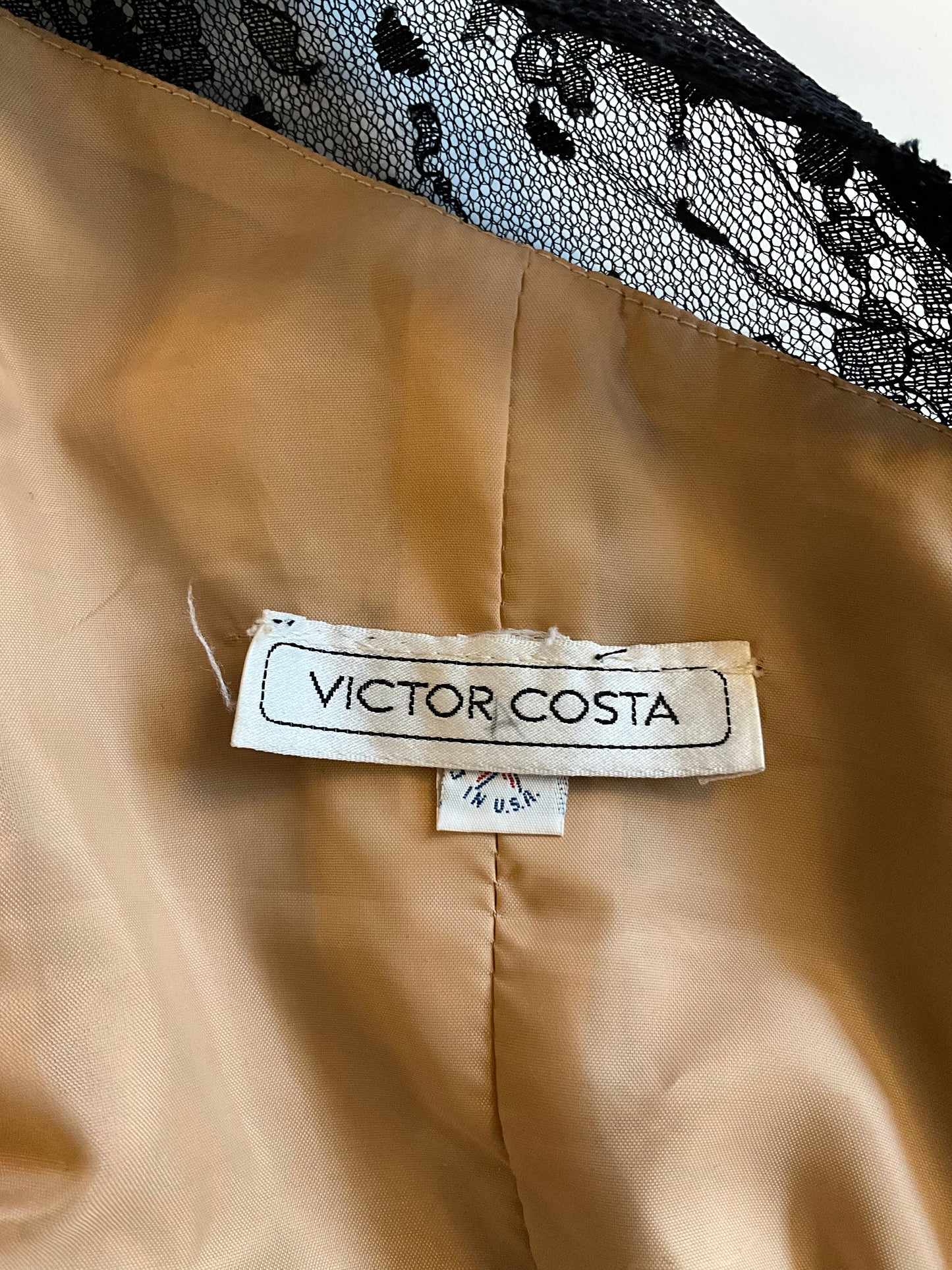 Vintage 1980s Victor Costa Black Lace Ruffle Dress, Small