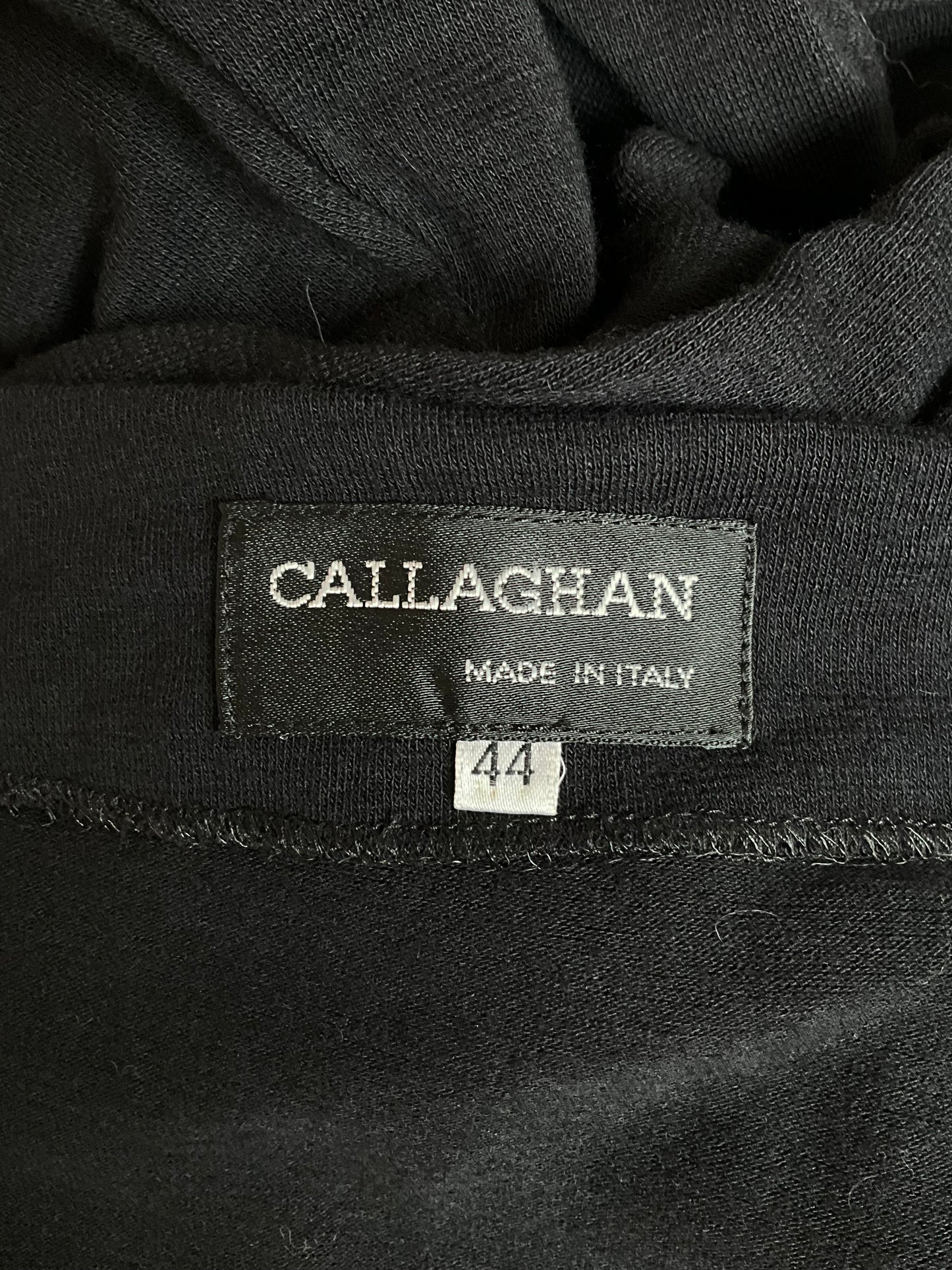 Vintage 1990s Callaghan Black Jersey Knit Long Sleeve Bodycon Dress, Medium