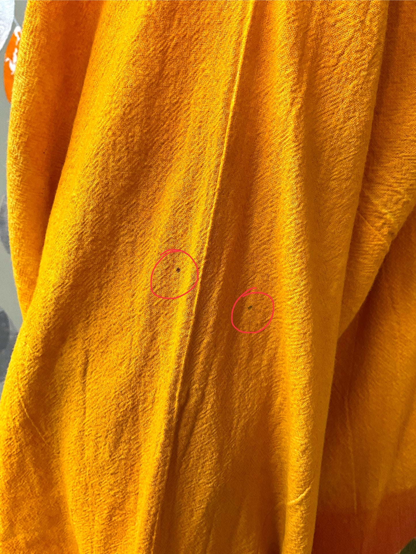 Vintage 1990s Orange Yellow Hand Painted Cotton Maxi Dress and Jacket, Large