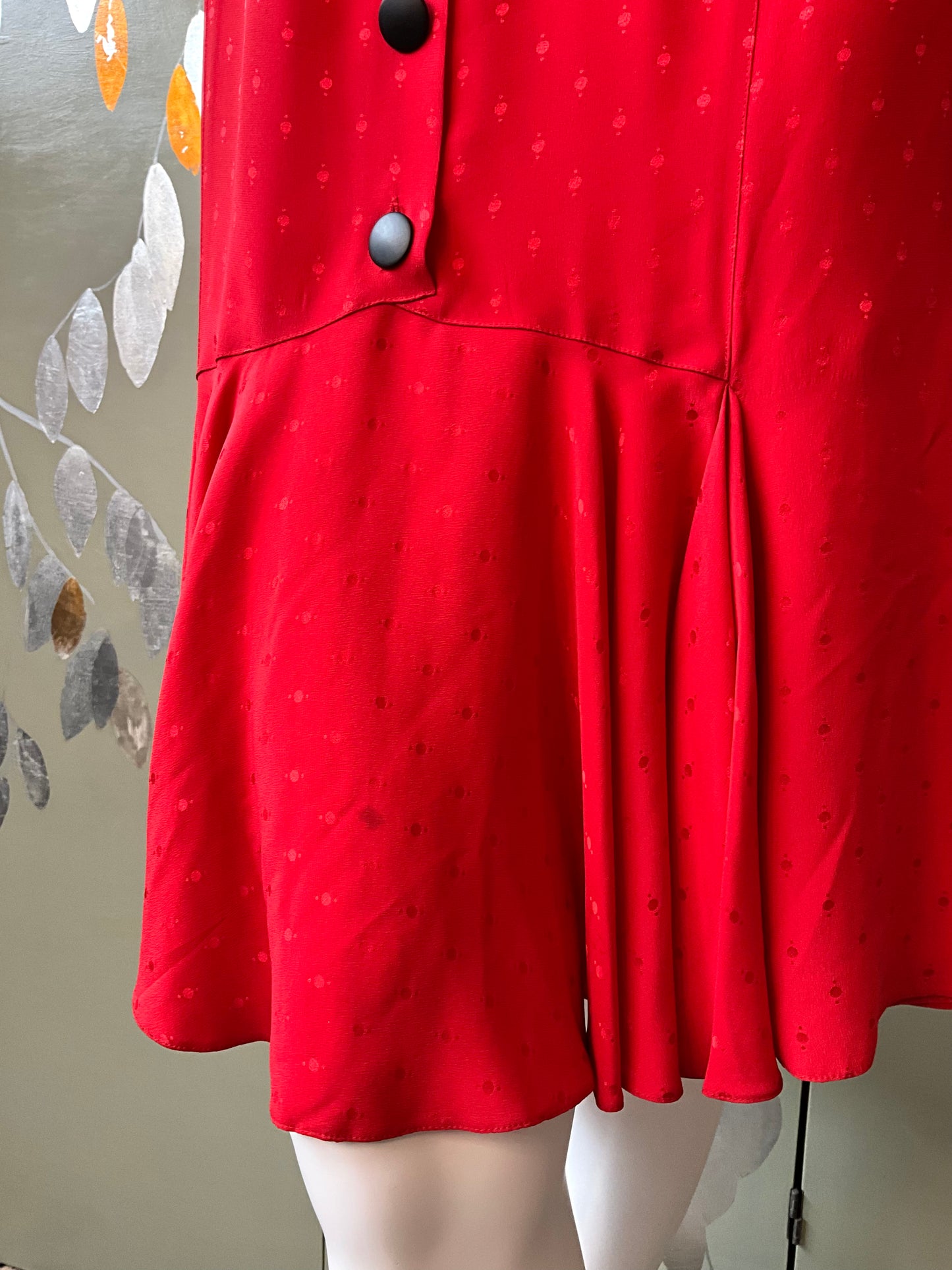 Vintage 1980s Red Louis Féraud Silk Tea Dress, M-L
