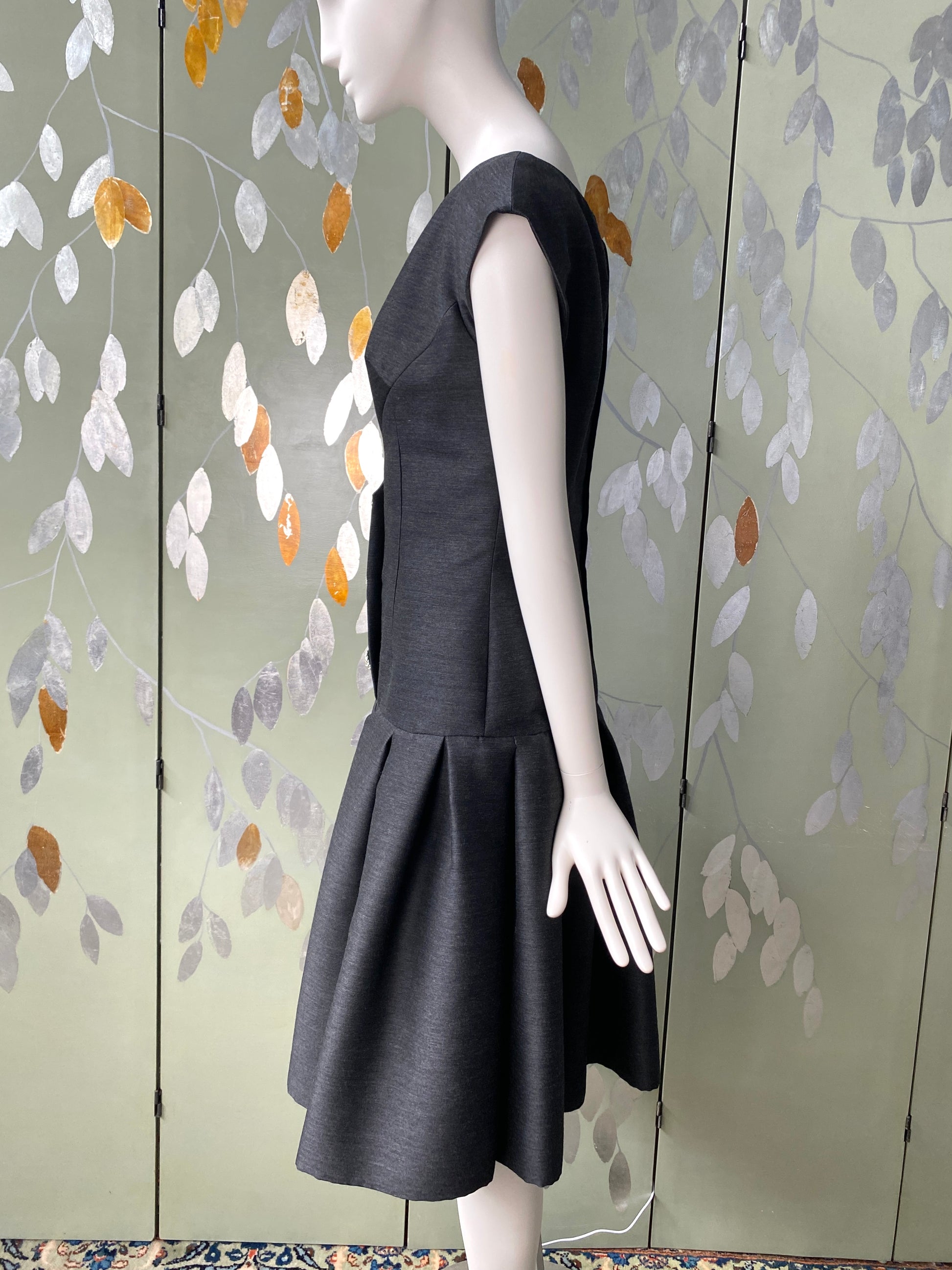 Vintage 1960s Grey Dropwaist Party Dress, Small 