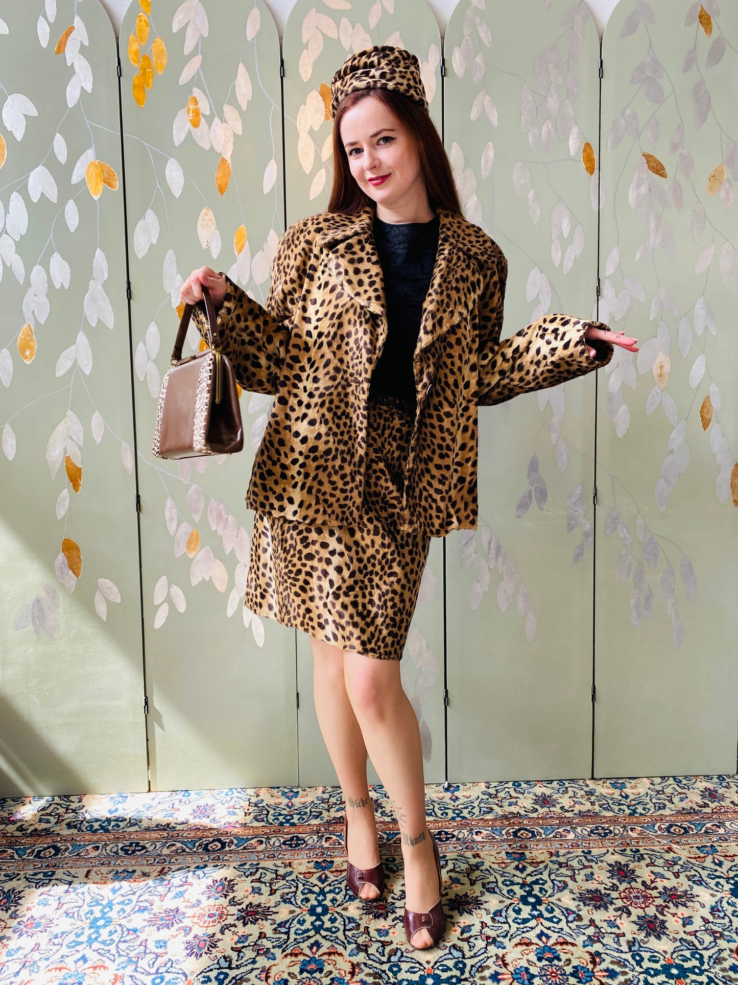 Vintage 1960s Black Lace Short Sleeve Top, Small. Leopard Suit Barbie.