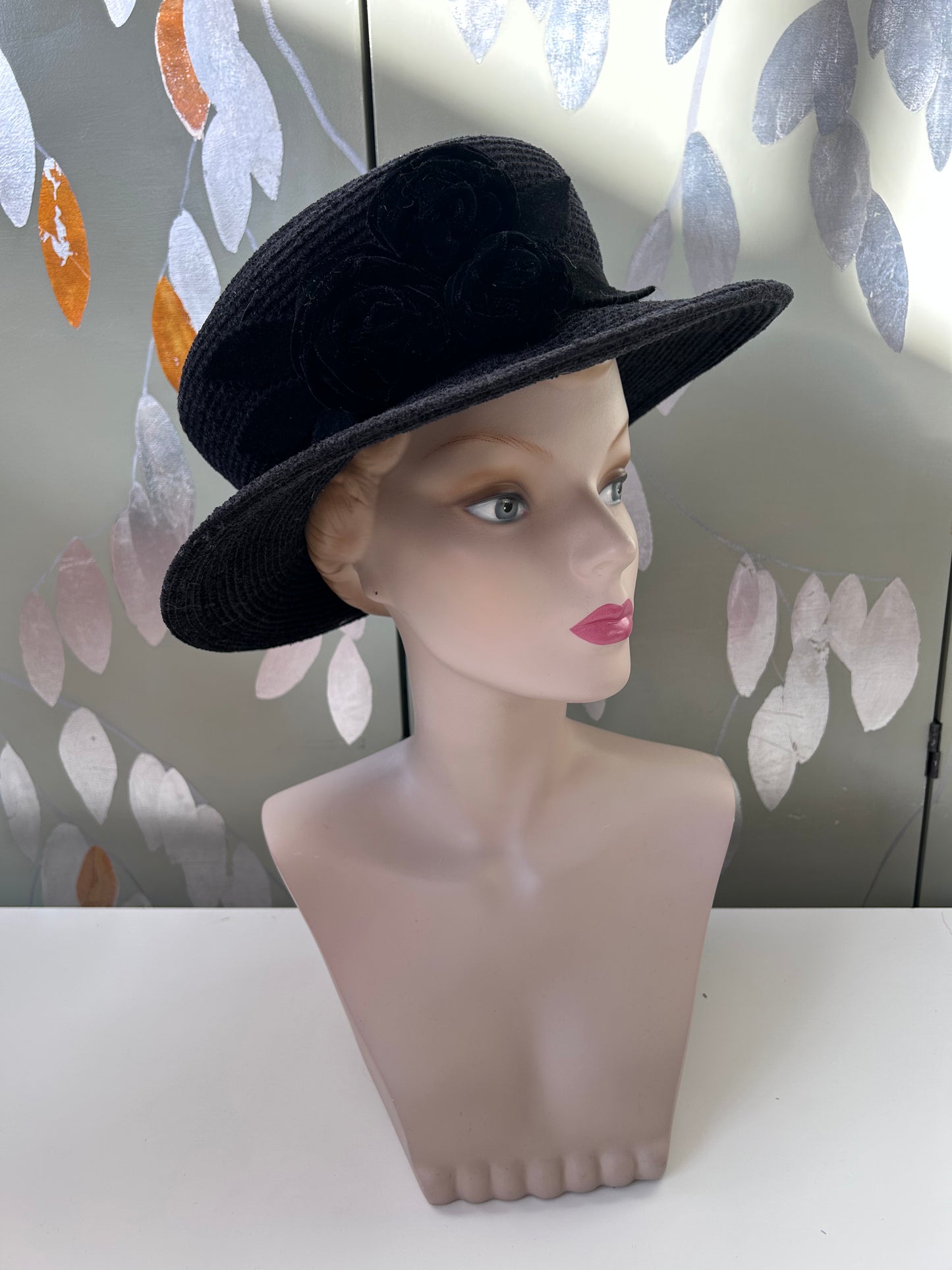 Black Hat with Velvet Roses