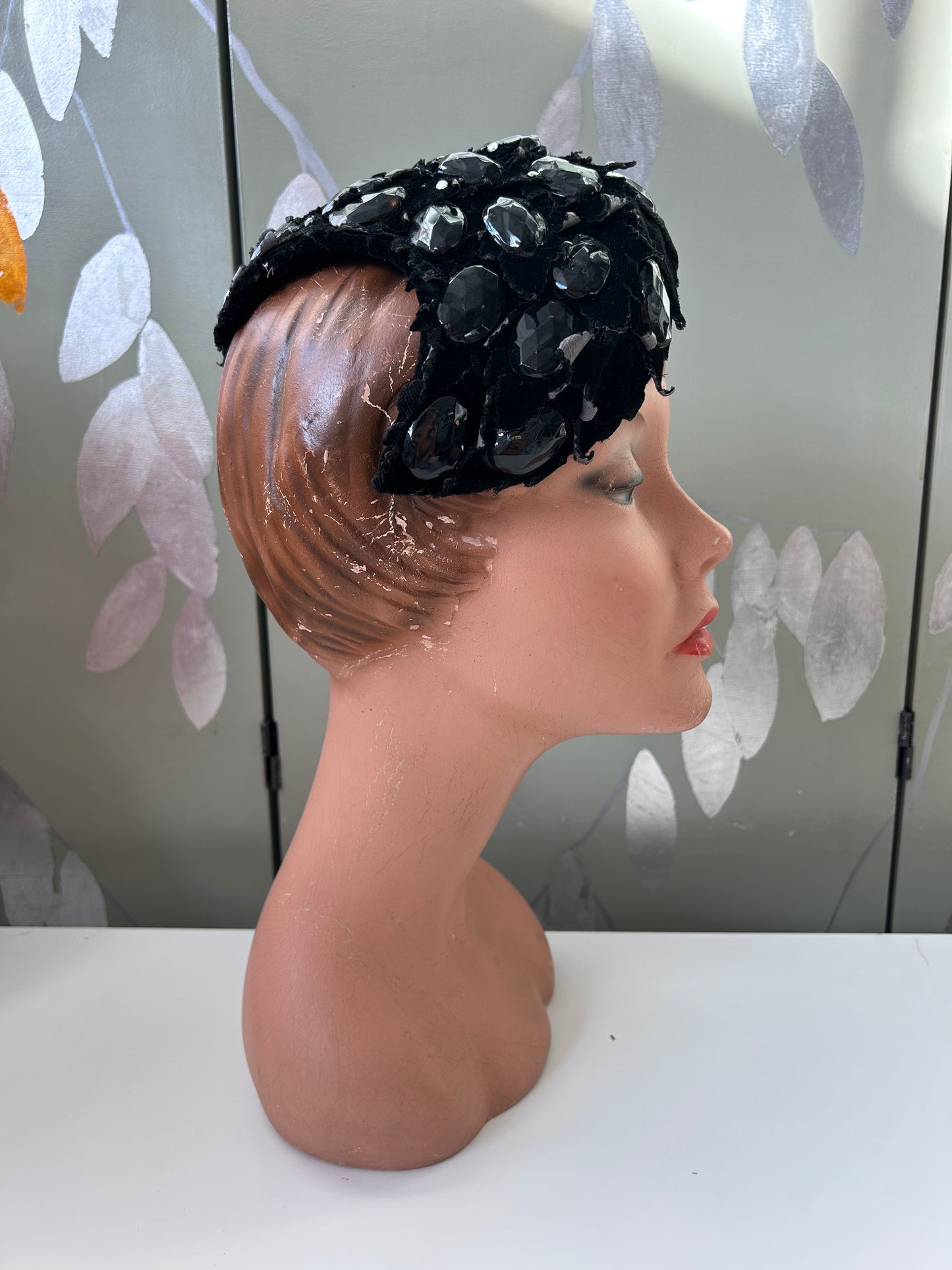 1950s Black Bejewelled Cap by Modern Miss