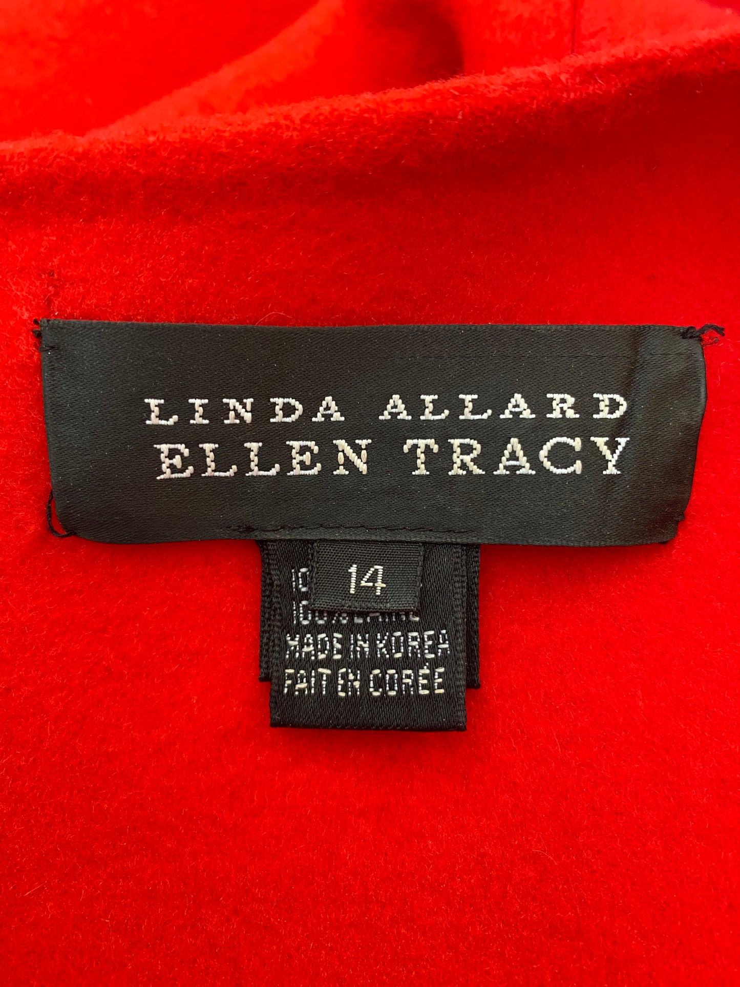 Vintage 1990s Linda Allard Ellen Tracy Red Wool Shift Dress, Medium