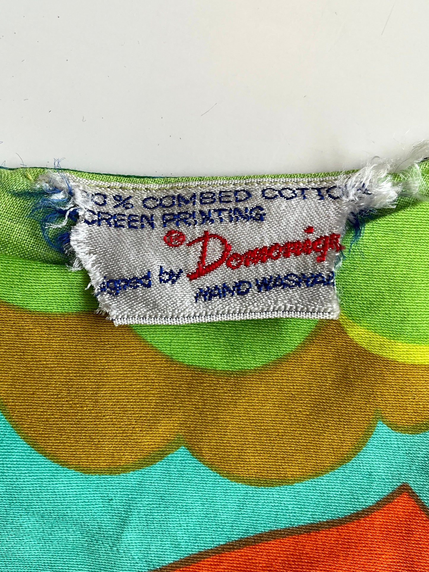 Vintage 1960s Psychedelic Print Green and Orange Shift Mini Dress, Small