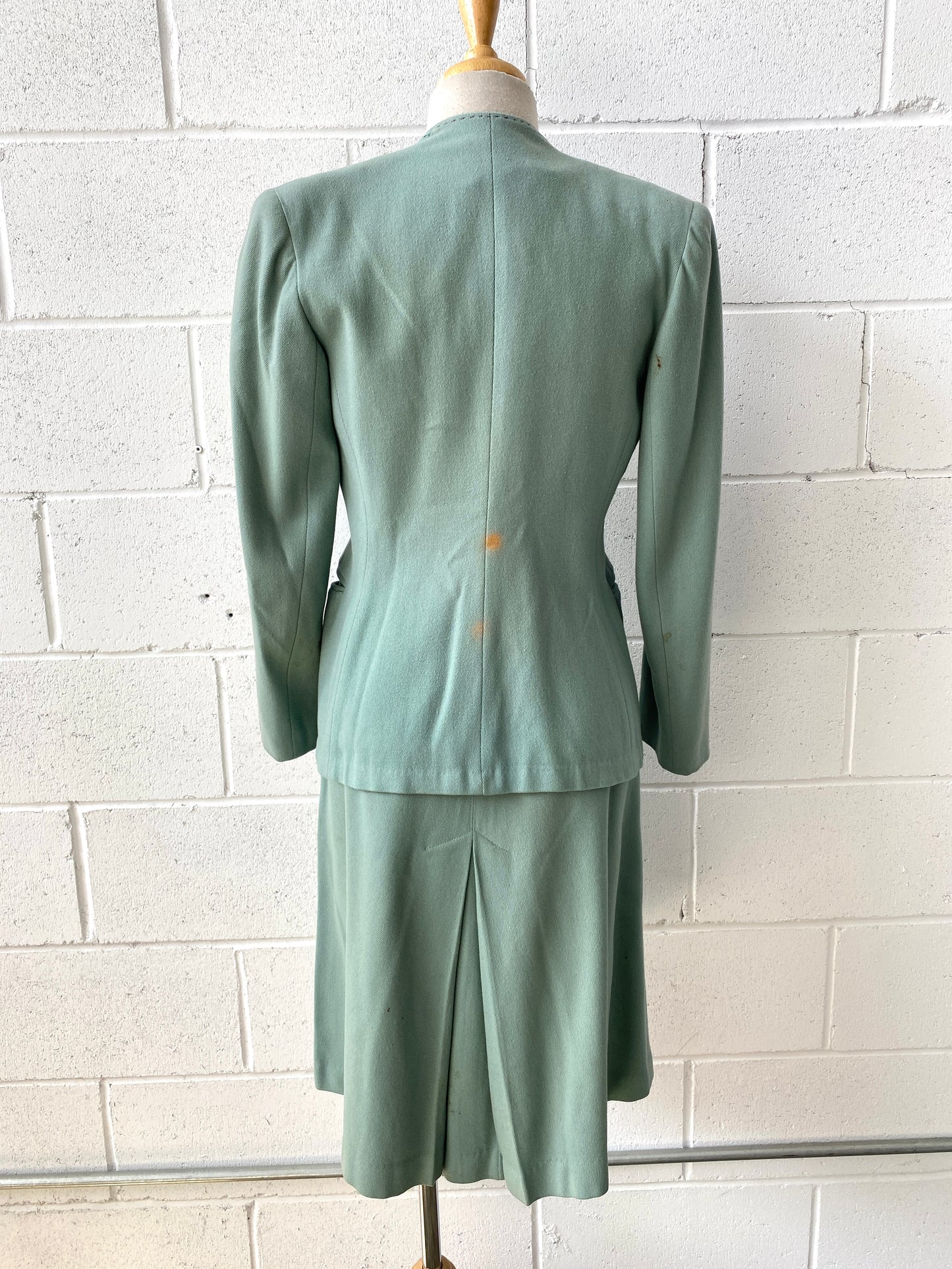 Vintage 1940s Seafoam Green Two-Piece Skirt Suit, W26"