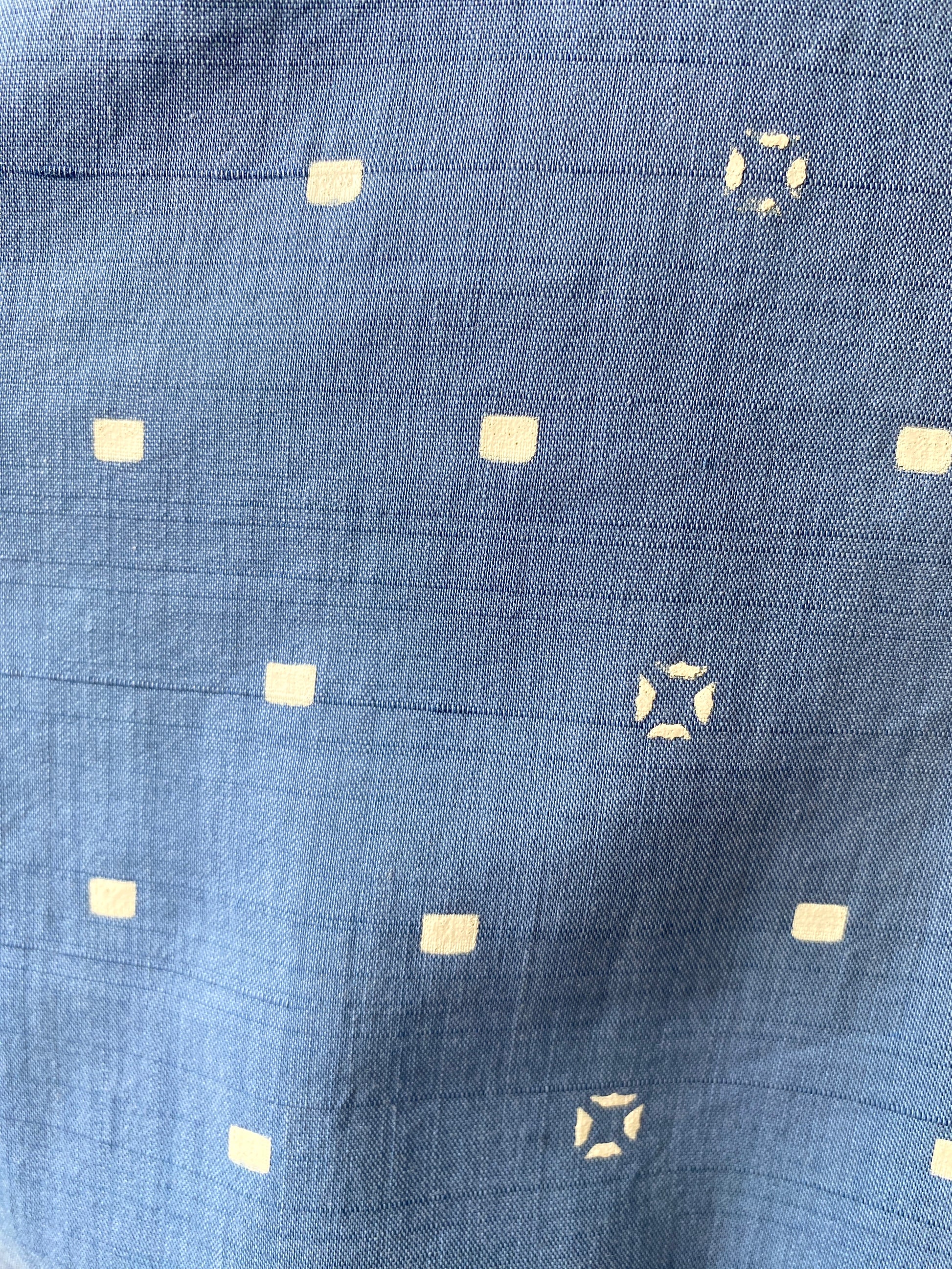  Vintage 1940s/50s Blue Geometric Print House Dress, Medium 