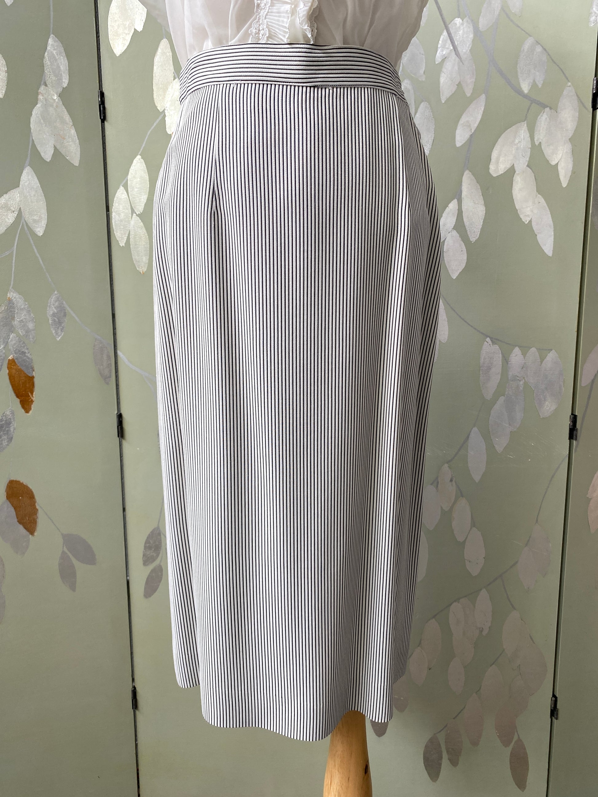 Vintage 1950s Navy & White Pin-Stripe Skirt Suit, Henry Rosenfeld, Small