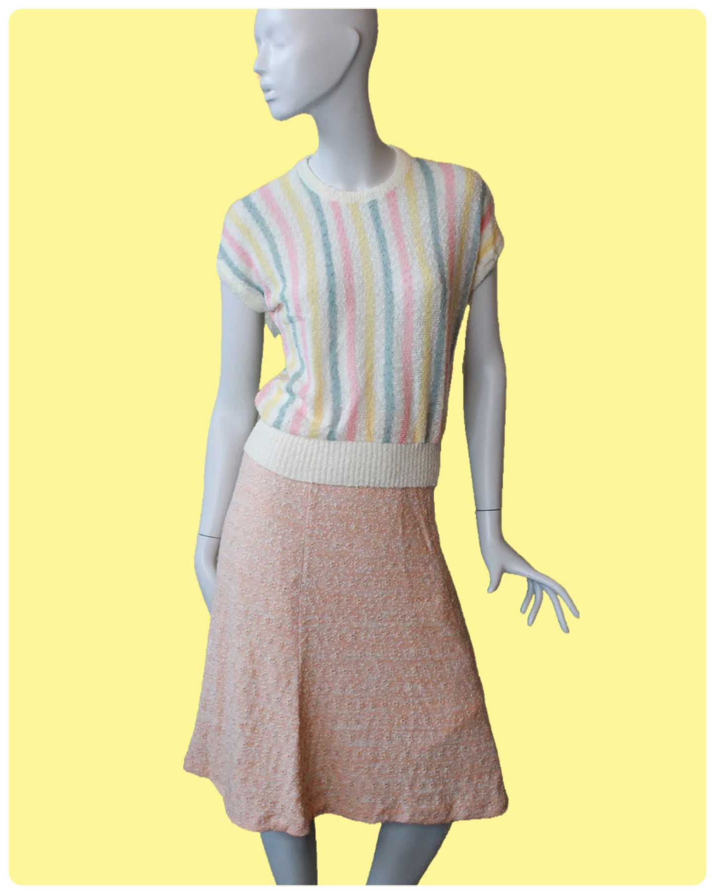 Vintage 80s Deadstock Rainbow Stripe Knit, Small