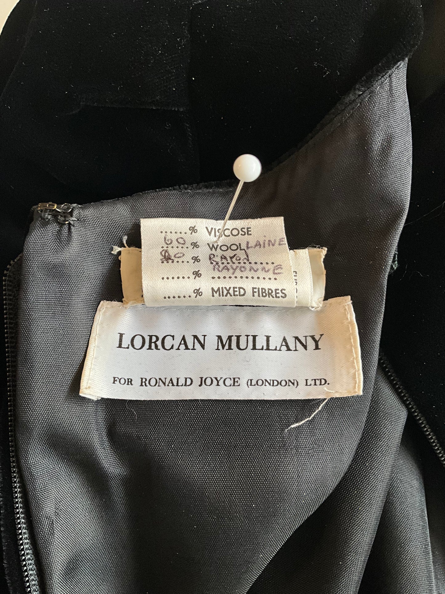 Vintage 1980s Black Velvet and Crepe Designer Dress with Bows, Small