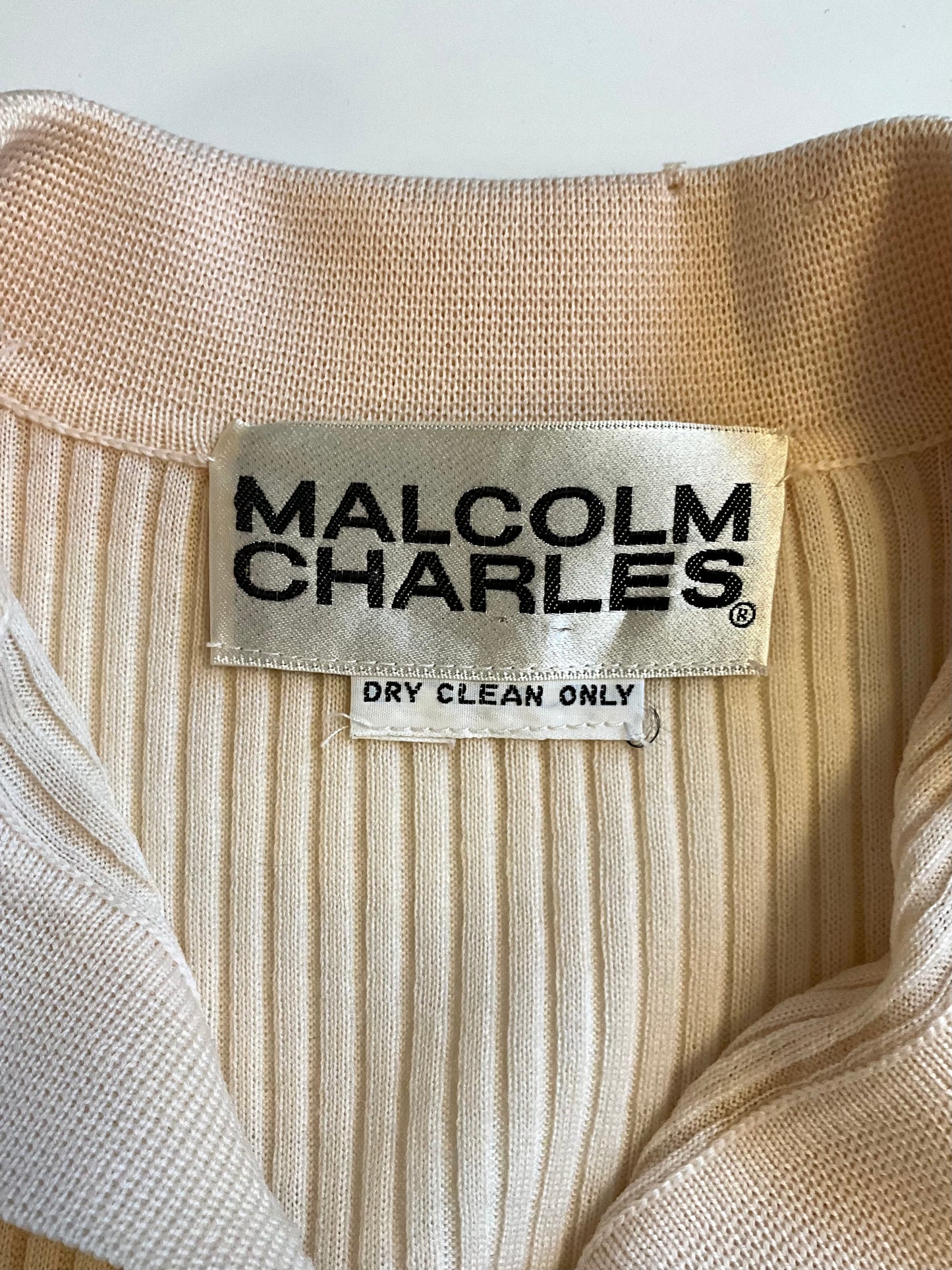 Vintage 1970s Malcolm Charles Cream Wool Long Sleeve Maxi Dress, S/M