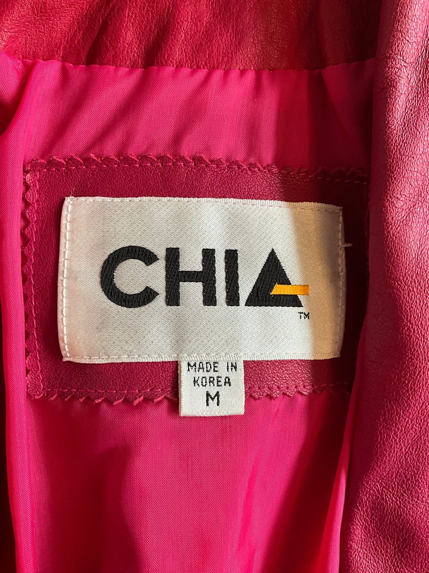 Vintage 1980s Hot Pink Leather Mini Skirt and Jacket Set, XS