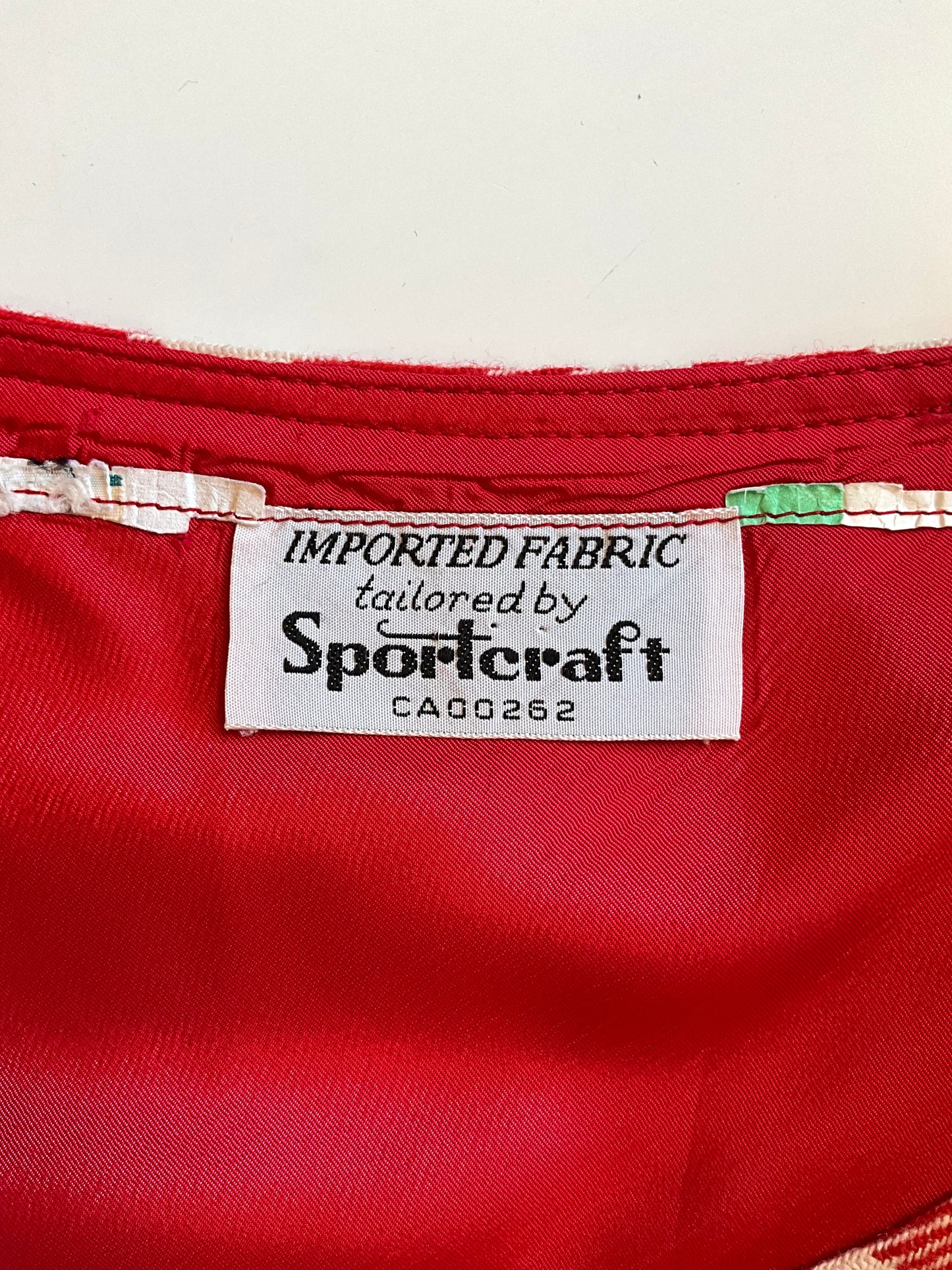 Vintage 1970s Red and Cream Plaid Flared Midi Skirt, W32