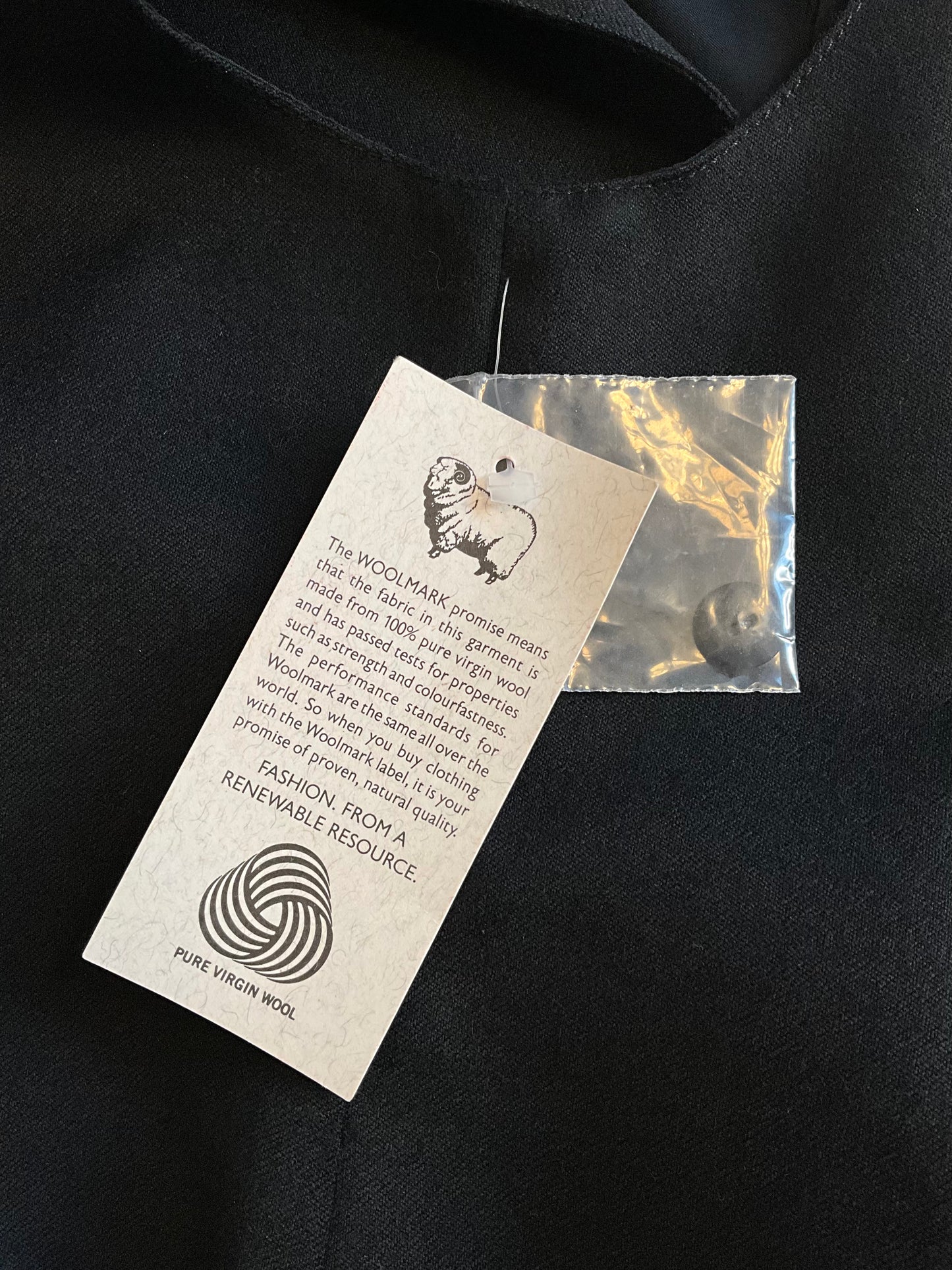 Vintage 1980s Deadstock Black Wool Midi Skirt and Waistcoat Set, Medium