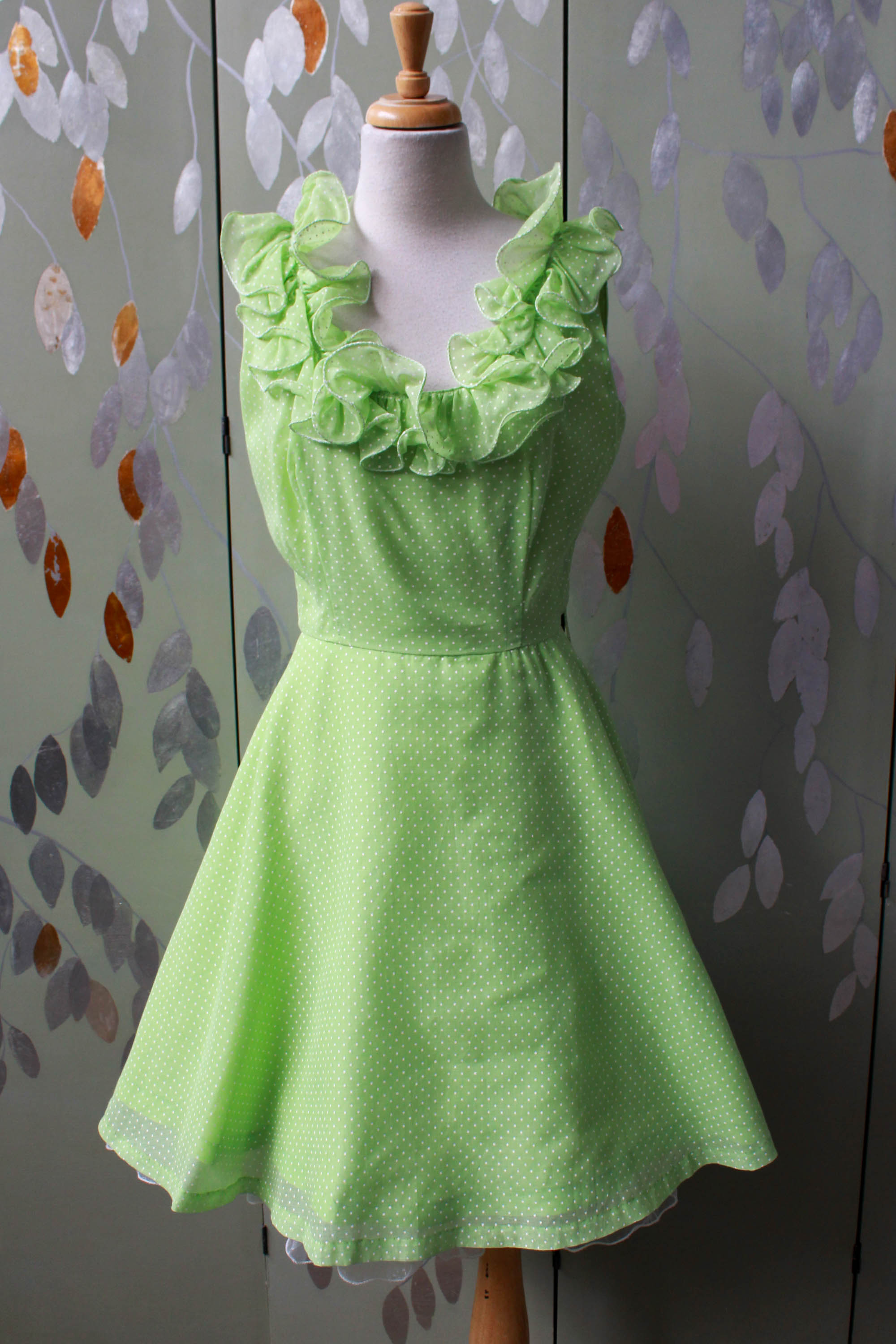 vintage green polka dot dress Vintage 1960s Lime Green Polka Dot Dress, Small Ian Drummond Vintage