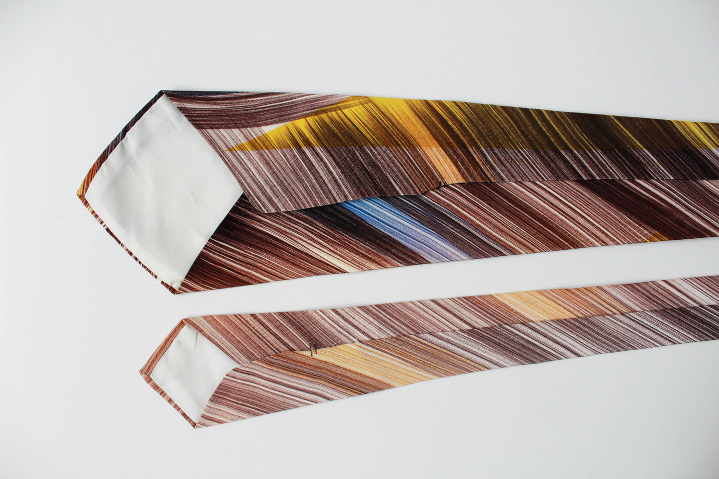 1940s hand painted abstract print wide tongue rayon necktie primary colours