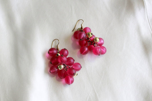 1990s Grape Cluster Bead Earrings