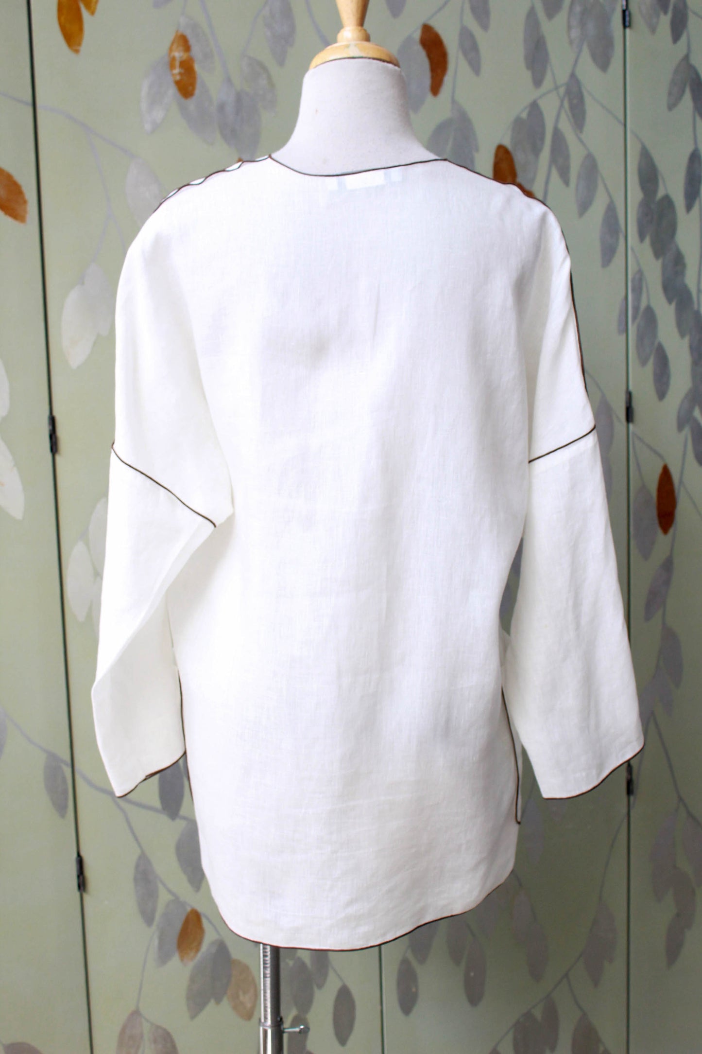 Cream Linen Minimalist Tunic, Made in Italy, Large