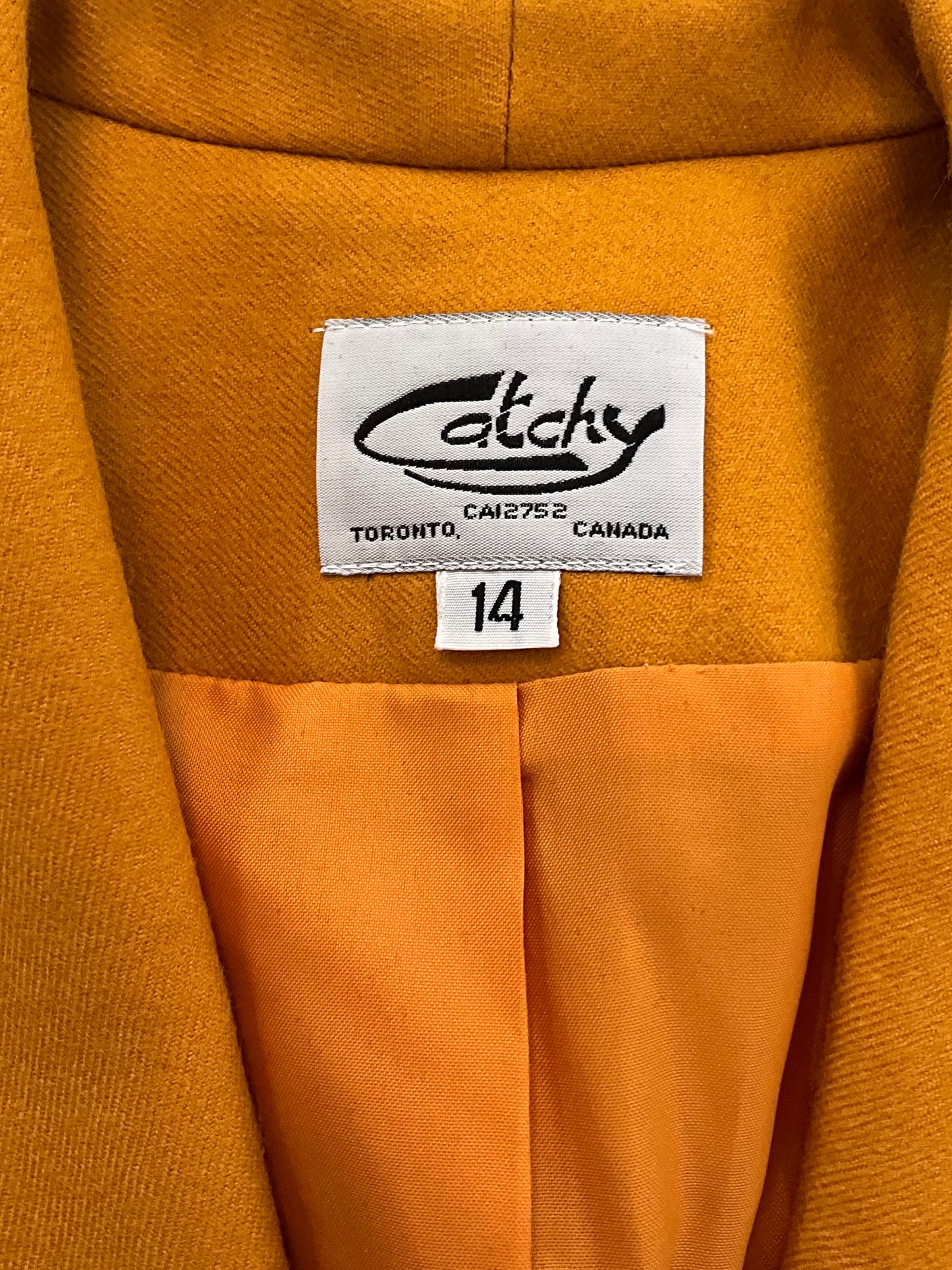 Vintage 1980s Deadstock Mustard Yellow Wool Blazer, Large