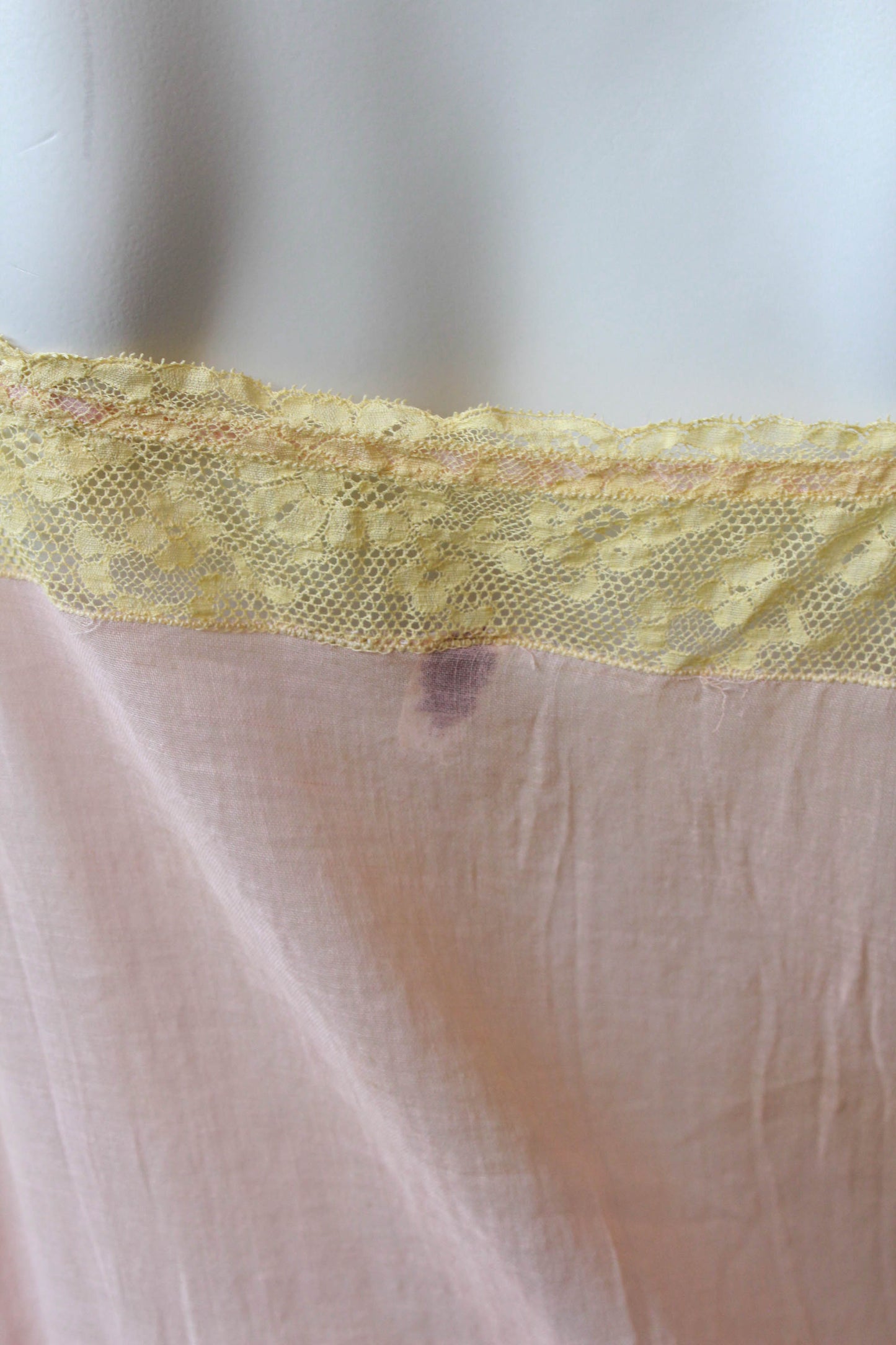 1920s Pink Cotton Step In with Lace and Rosebud Applique