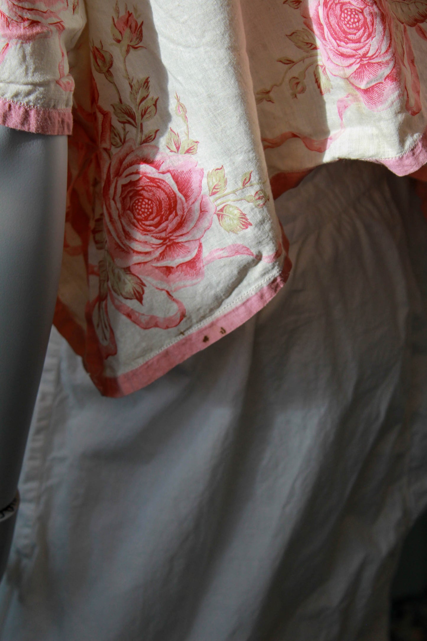 Antique Pink Floral Cotton Tie Front Top