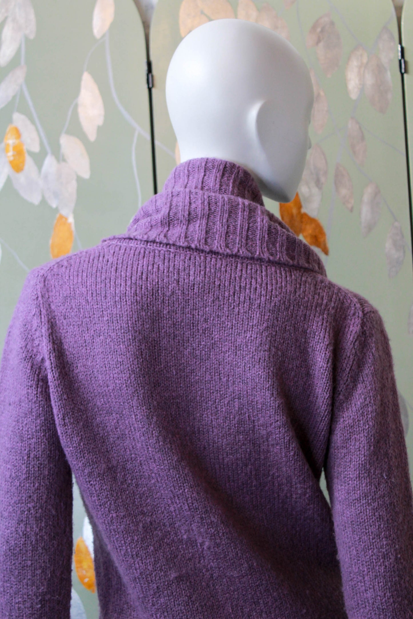y2k Purple Cowl Turtleneck Knit Sweater, Medium