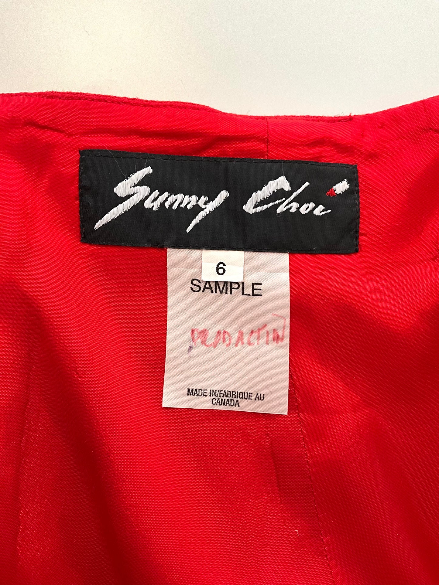 Vintage 1990s Red Midi Pencil Skirt with Slit, Small