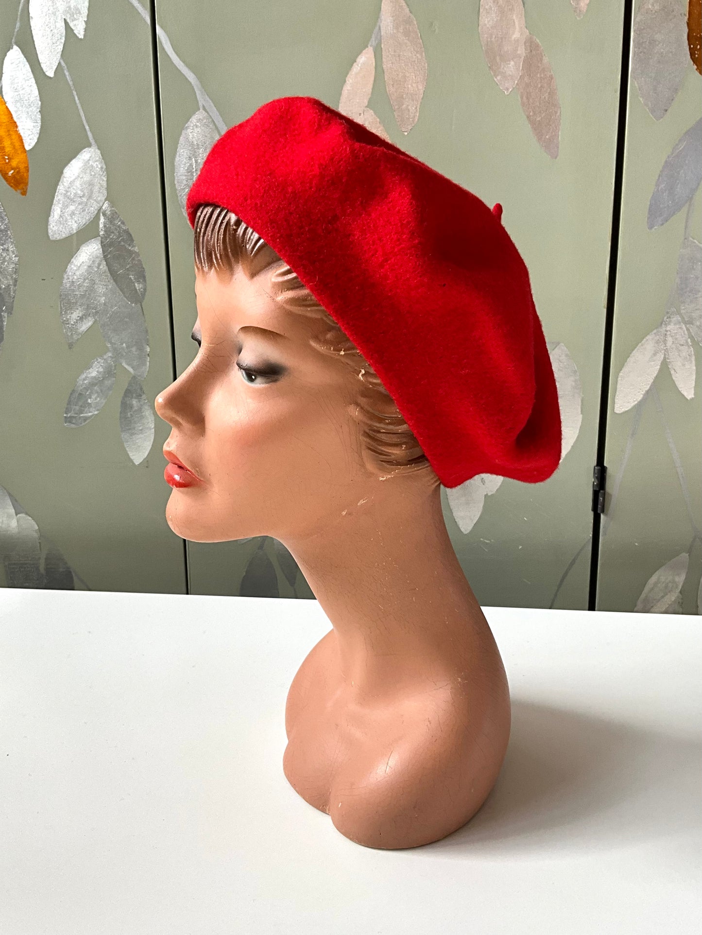 Vintage Red Wool Beret