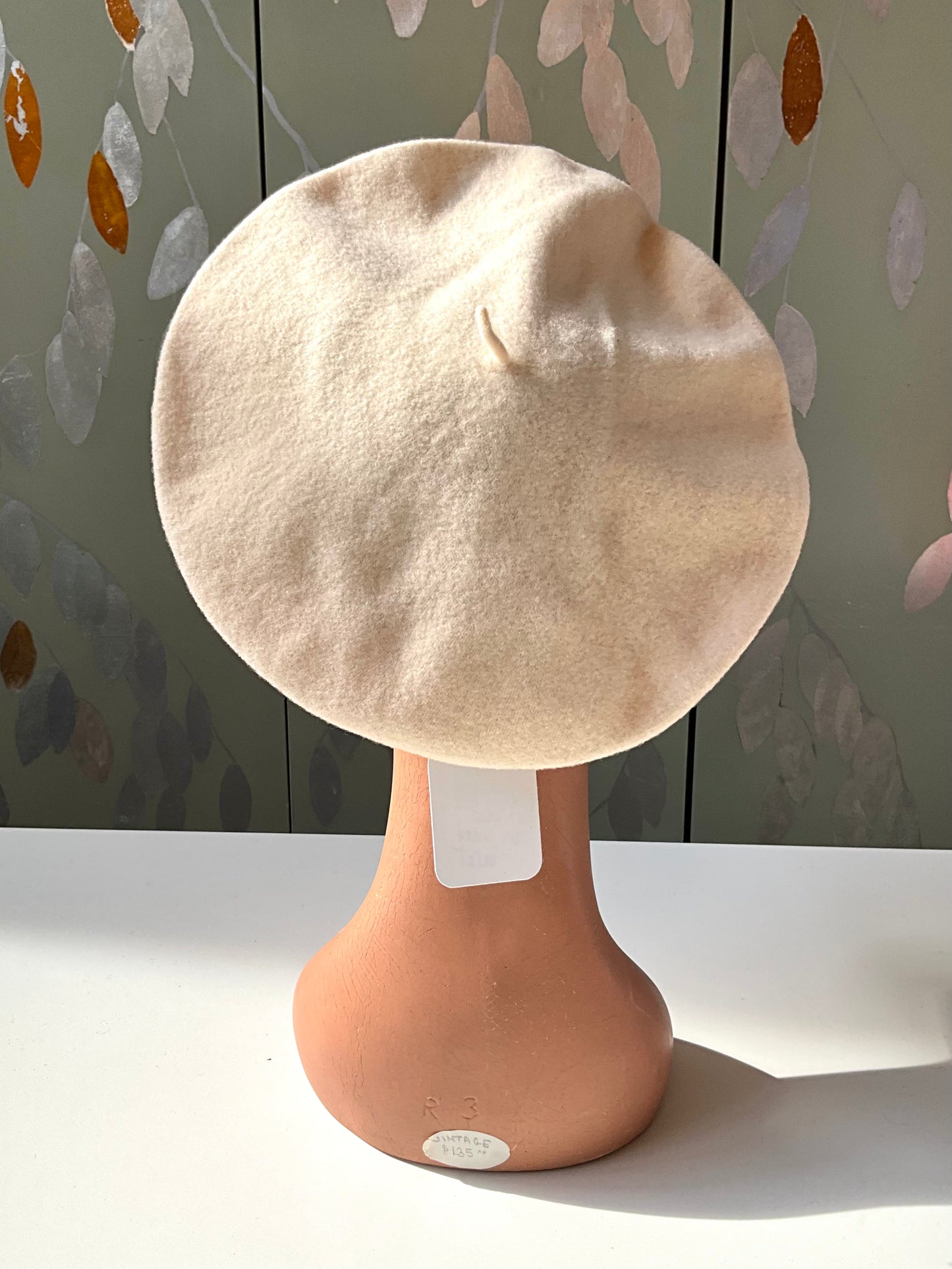 Vintage Cream Wool Beret, Pankhurst
