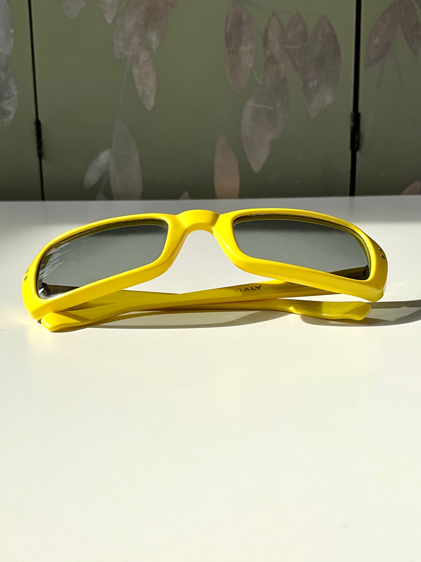 Vintage 1980s Samco Yellow Italian Rectangular Sunglasses