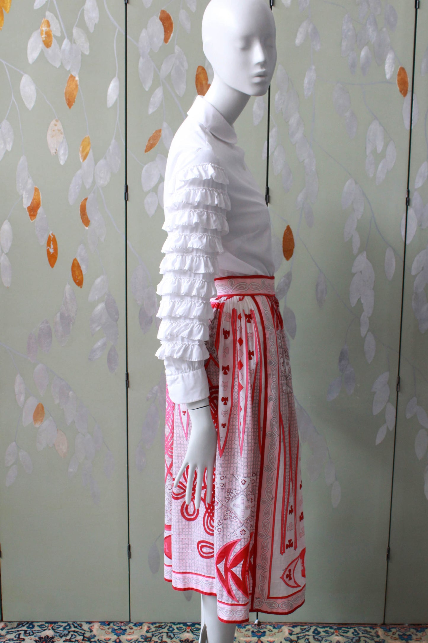 1960s Emilio Pucci Pink Printed Cotton Skirt, Small