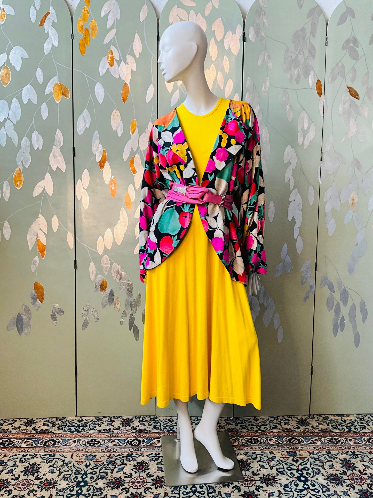 Vintage 1990s Sonia Rykiel Yellow Cotton Knit Tank Maxi Dress, Medium